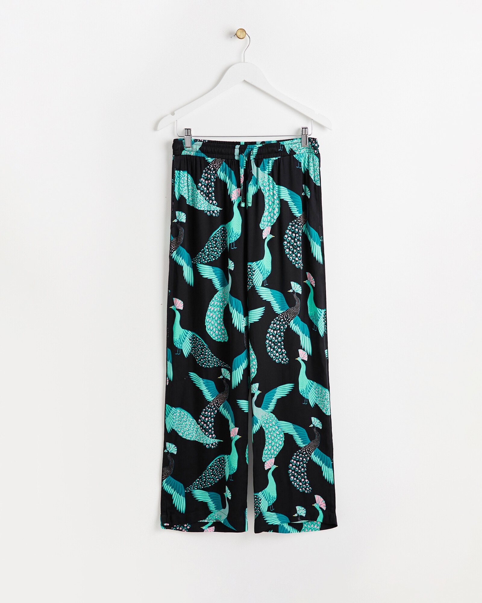 Black Peacock Shirt Trousers Pyjama Set Oliver Bonas