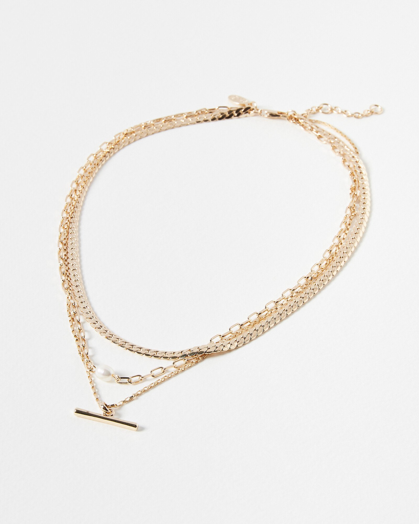 Rosalind Chain, Freshwater Pearl Bar Layered Necklace Oliver Bonas