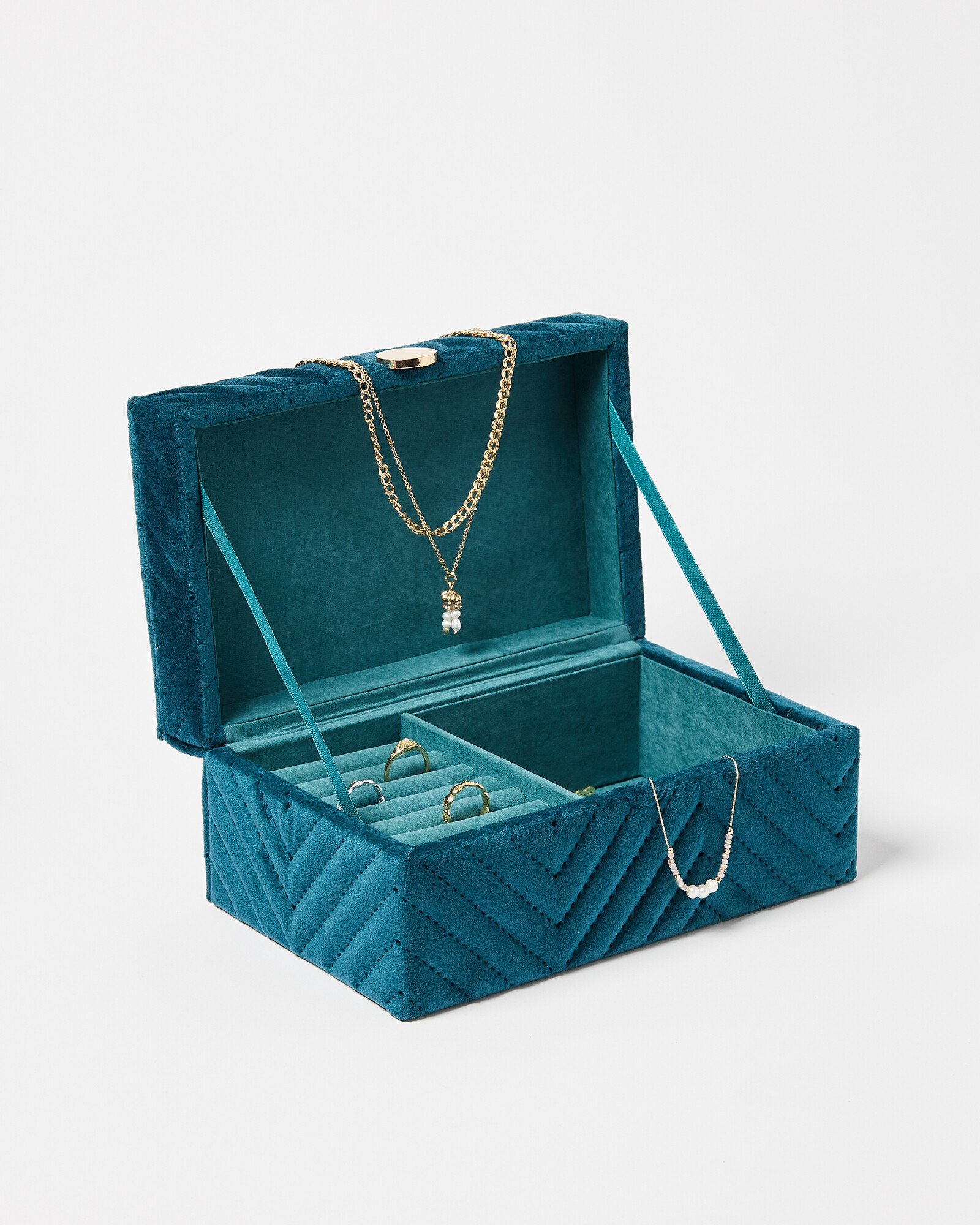 Elegant Teal Blue Jewelry Box – Velvet Lined Ring Display Case, Perfect For Gifts & Storage - View #5