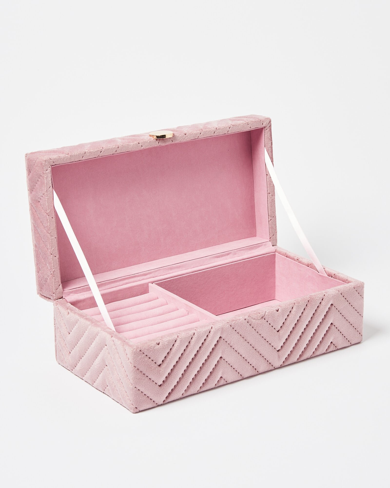 Safa Pink Velvet Jewellery Box Large | Oliver Bonas