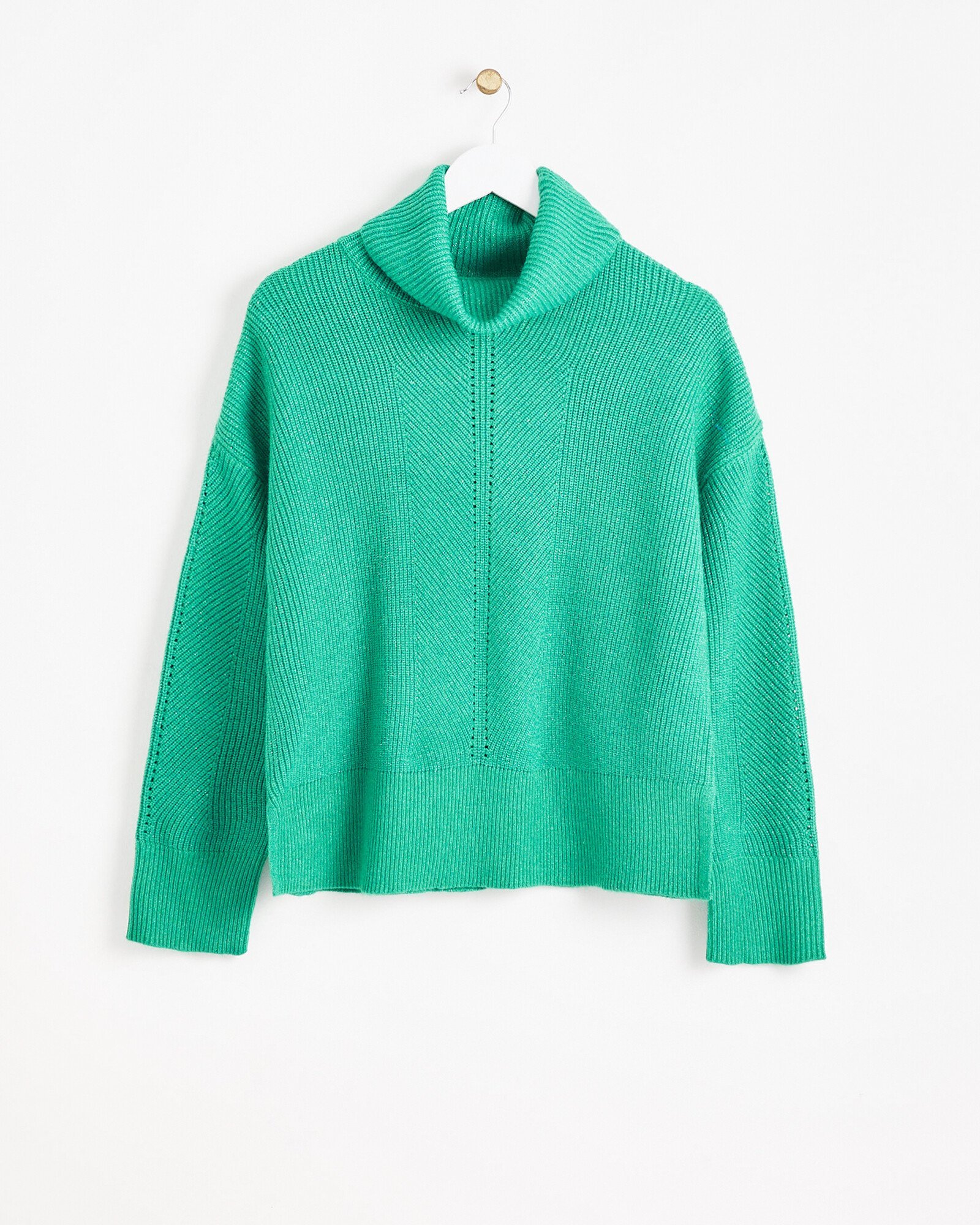 Sparkle Green Roll Neck Knitted Jumper Oliver Bonas