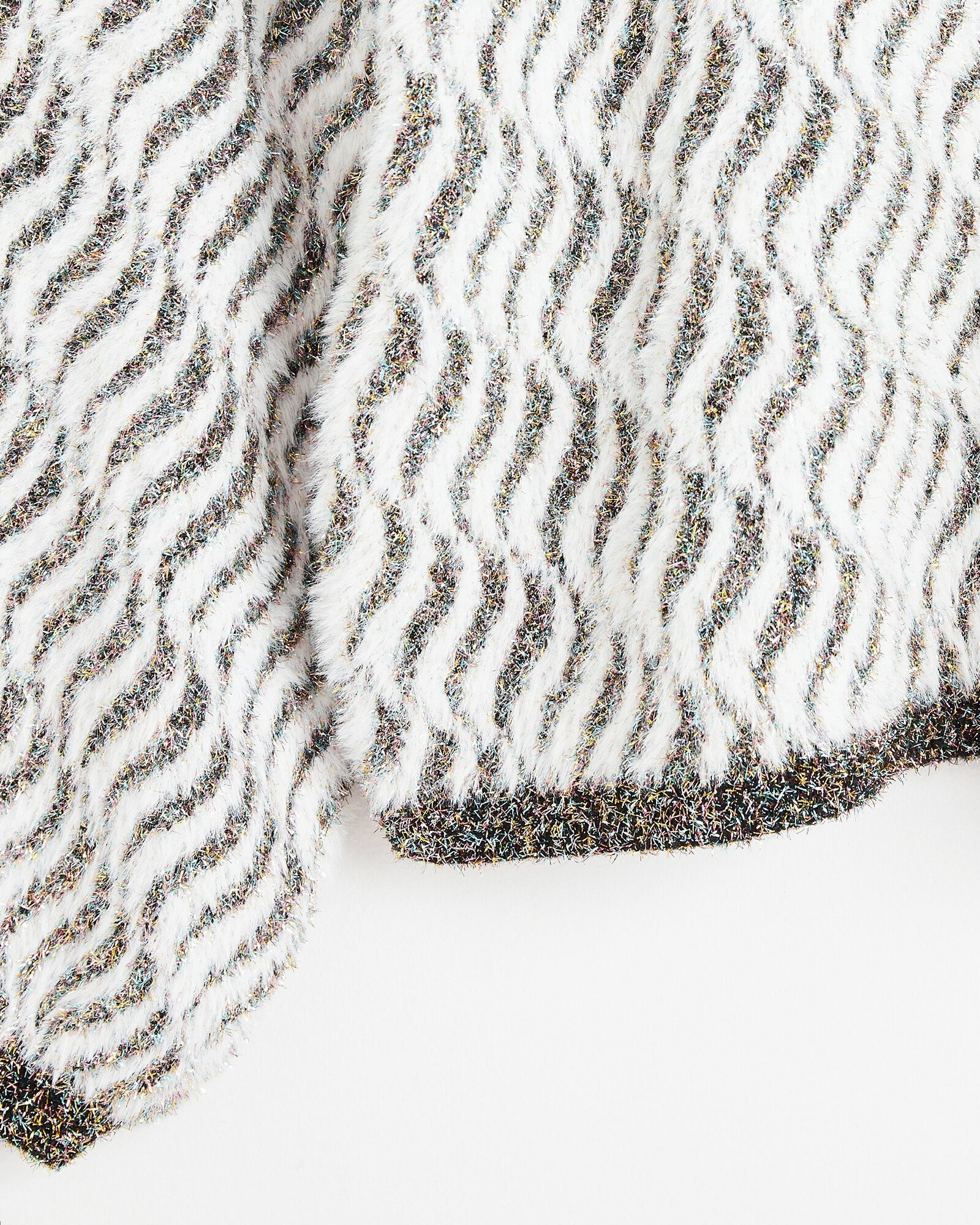 Wavy Tinsel Metallic Silver Knitted Jumper | Oliver Bonas