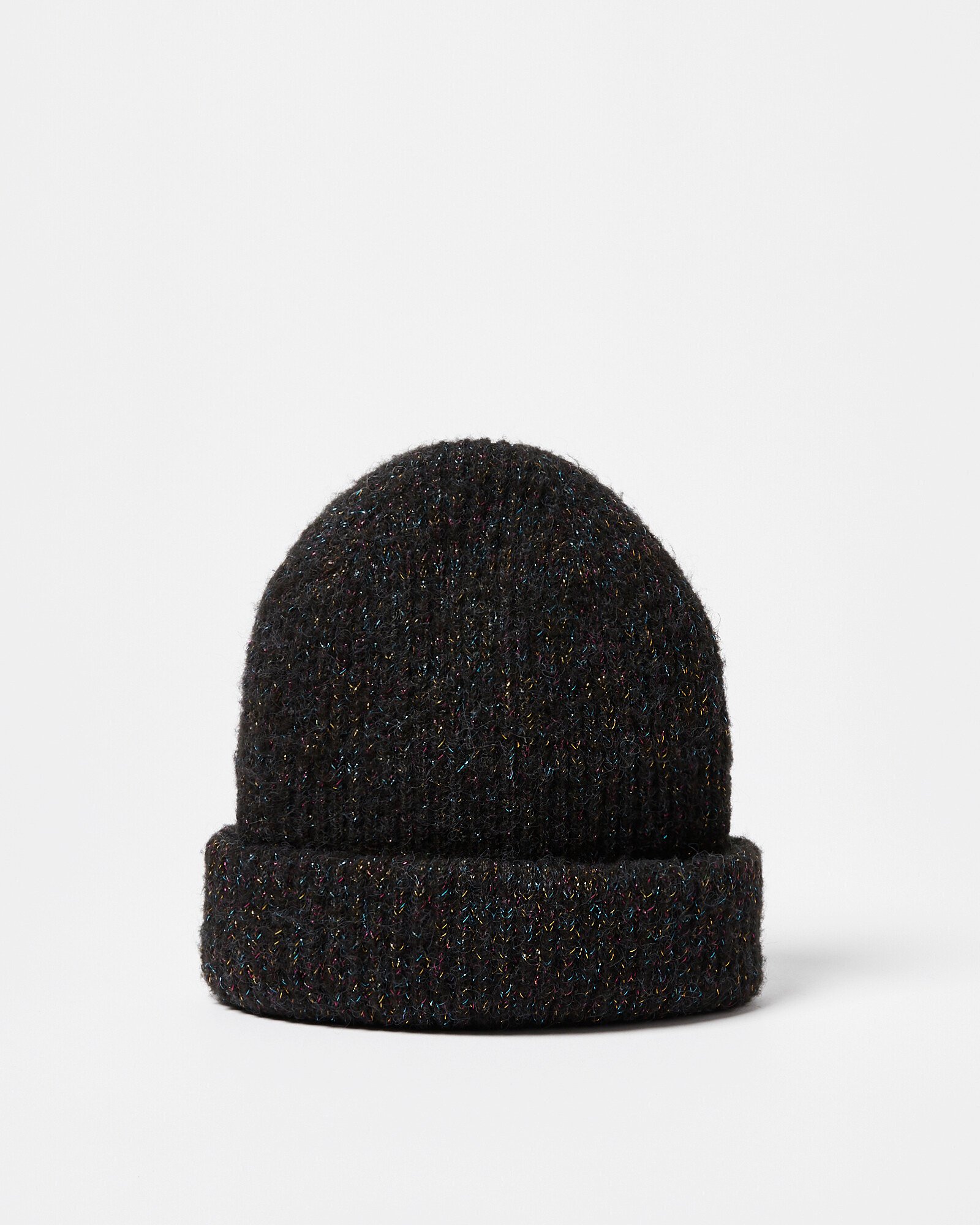 Black Rainbow Sparkle Beanie Hat Oliver Bonas