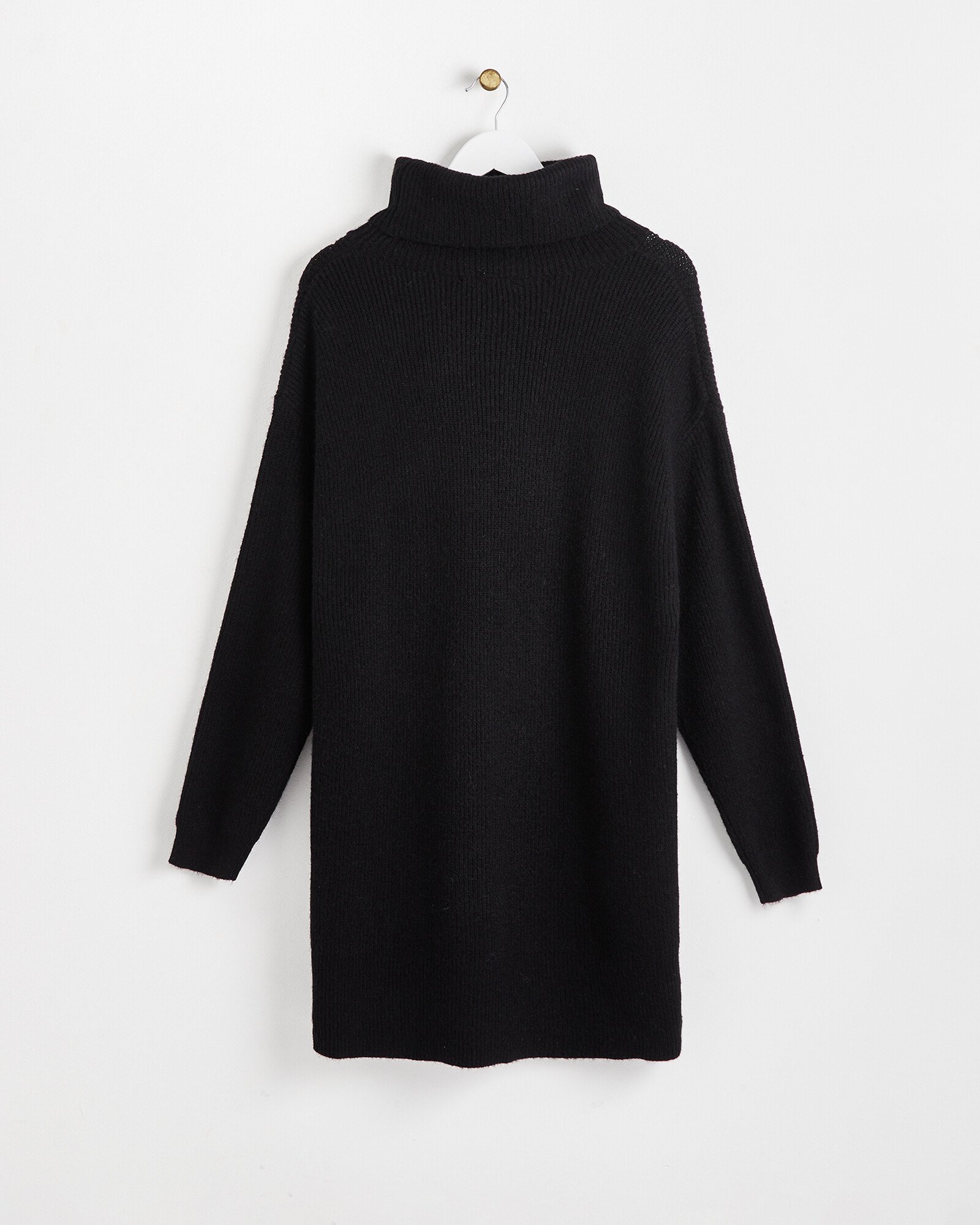 Black Roll Neck Knitted Jumper Dress | Oliver Bonas Black Roll Neck Knitted Jumper Dress | Oliver Bonas