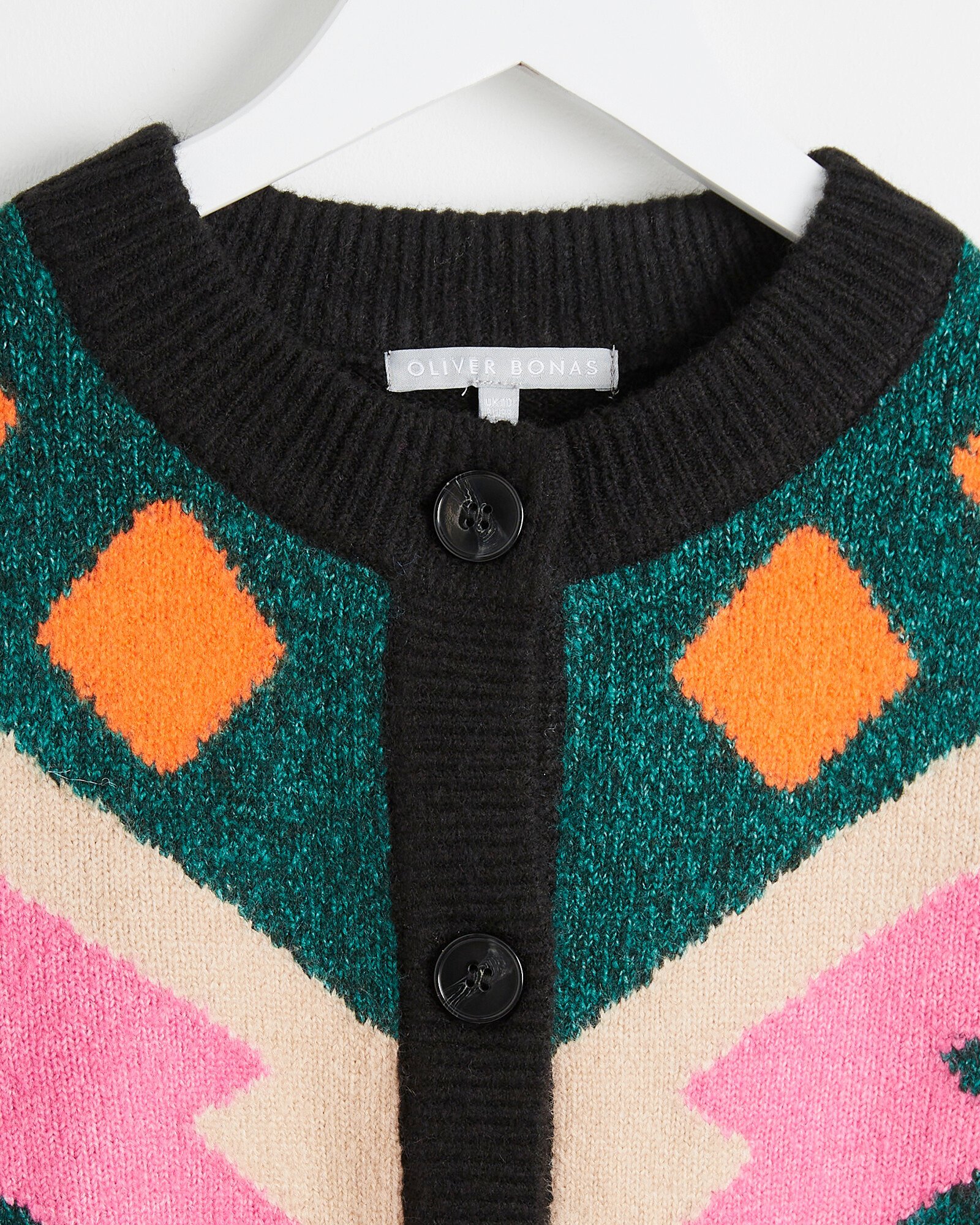 Geometric Black Knitted Cardigan Oliver Bonas