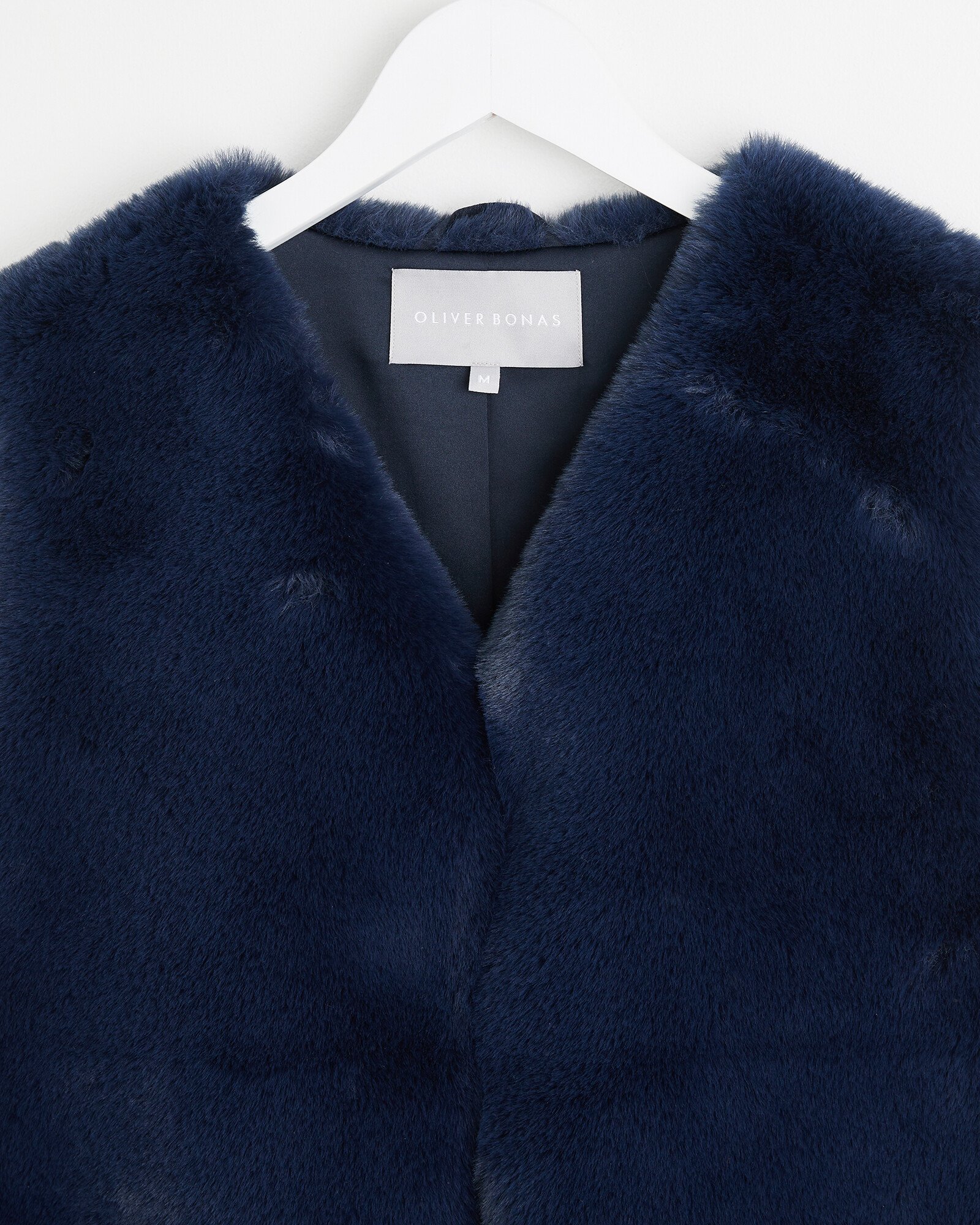 Faux Fur Navy Blue Gilet Oliver Bonas
