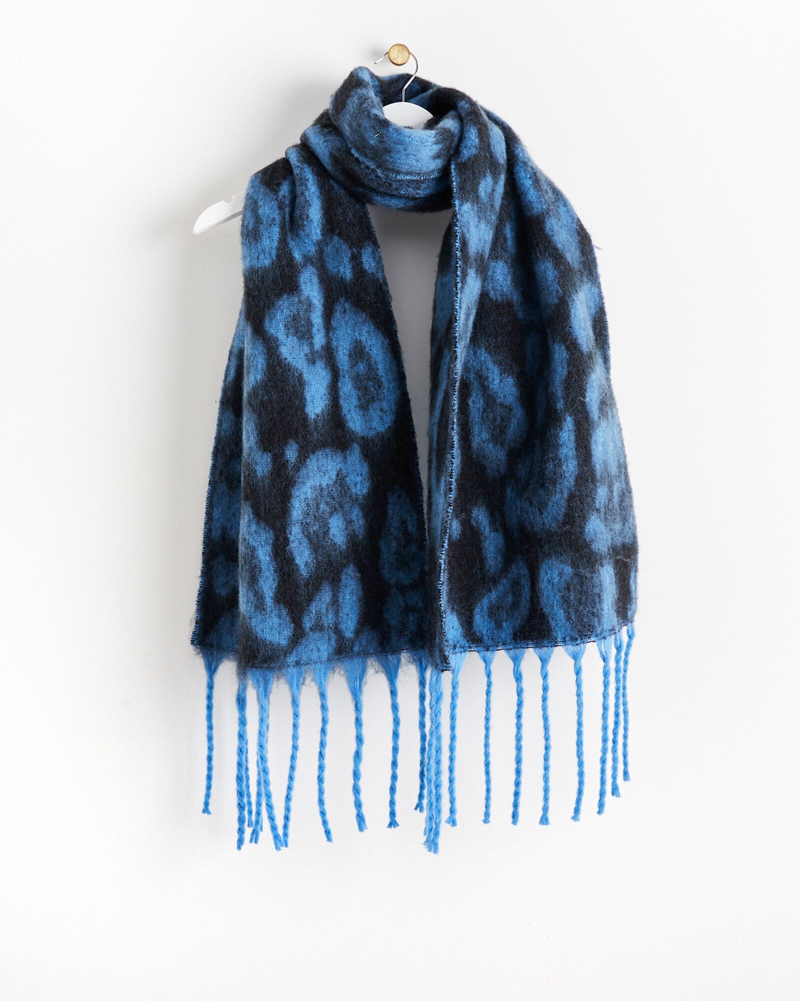 Blue & Black Animal Print Heavyweight Chunky Scarf | Oliver Bonas
