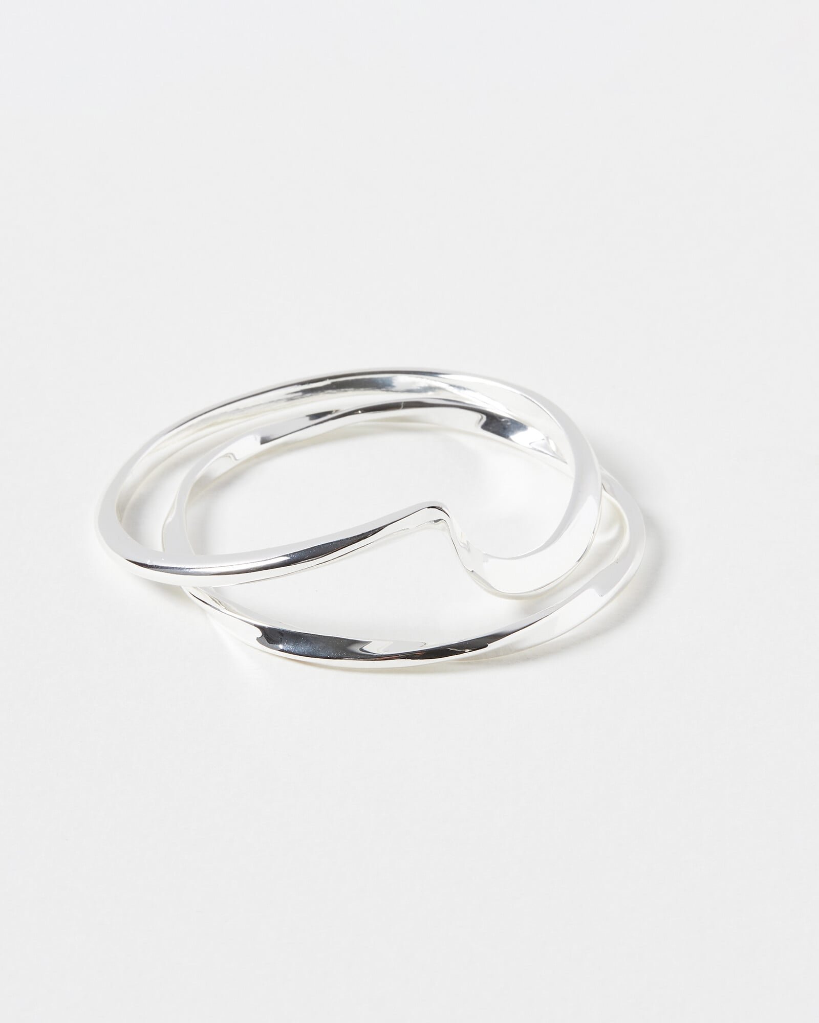 Renata Twisted Silver Tone Bangles Set of Two | Oliver Bonas