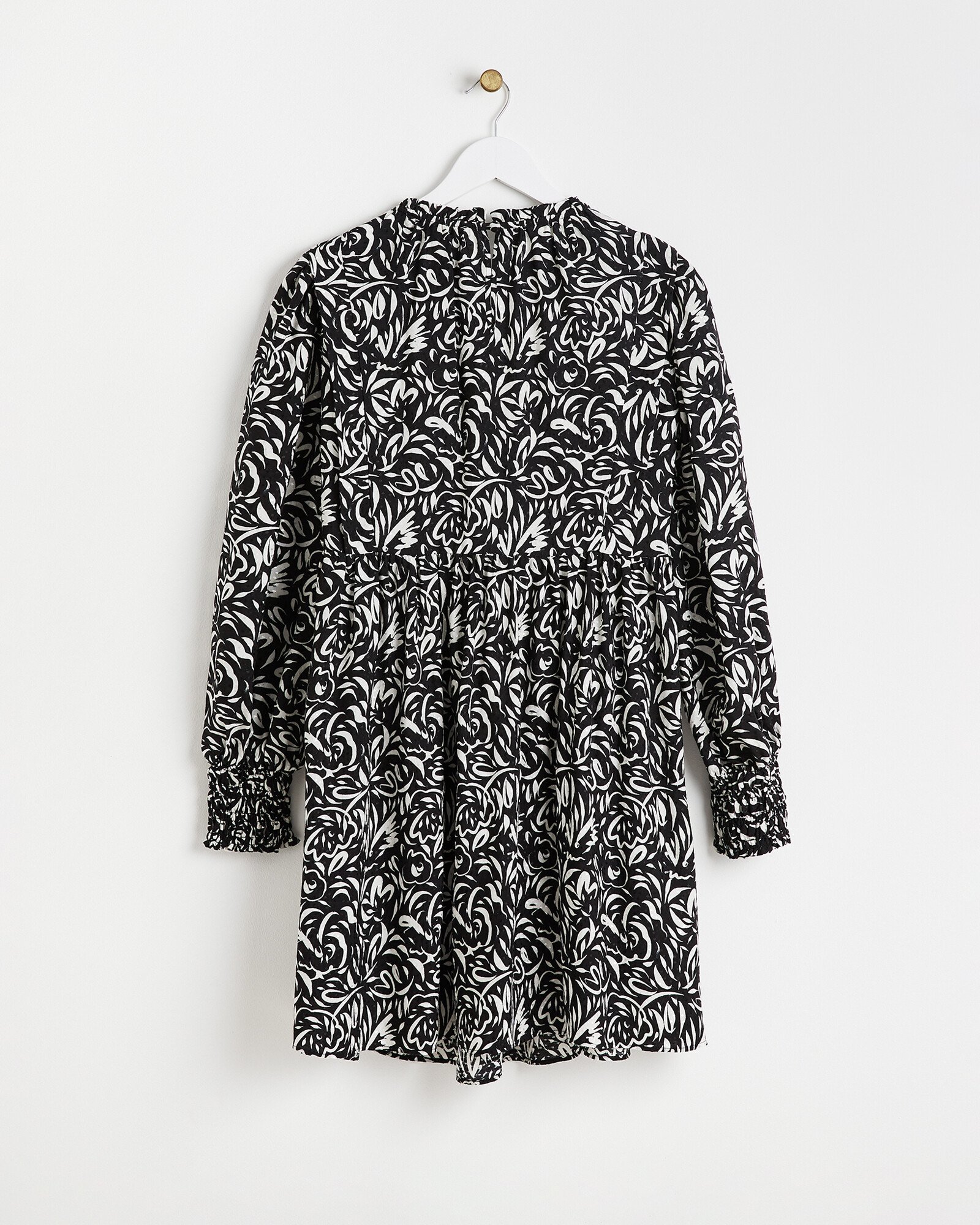 Swirl Black & White Mini Dress | Oliver Bonas