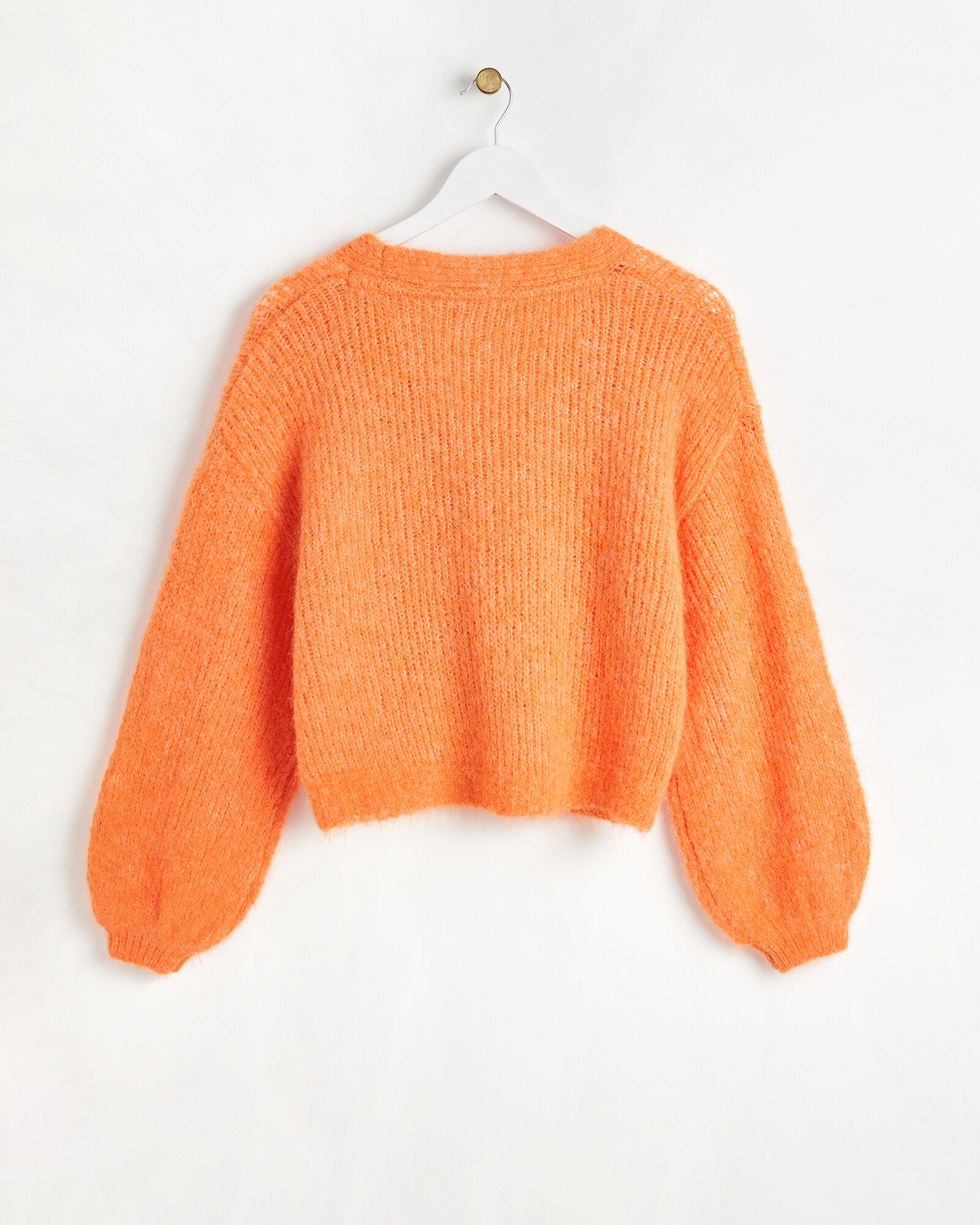 Fluffy Orange Knitted Cardigan | Oliver Bonas
