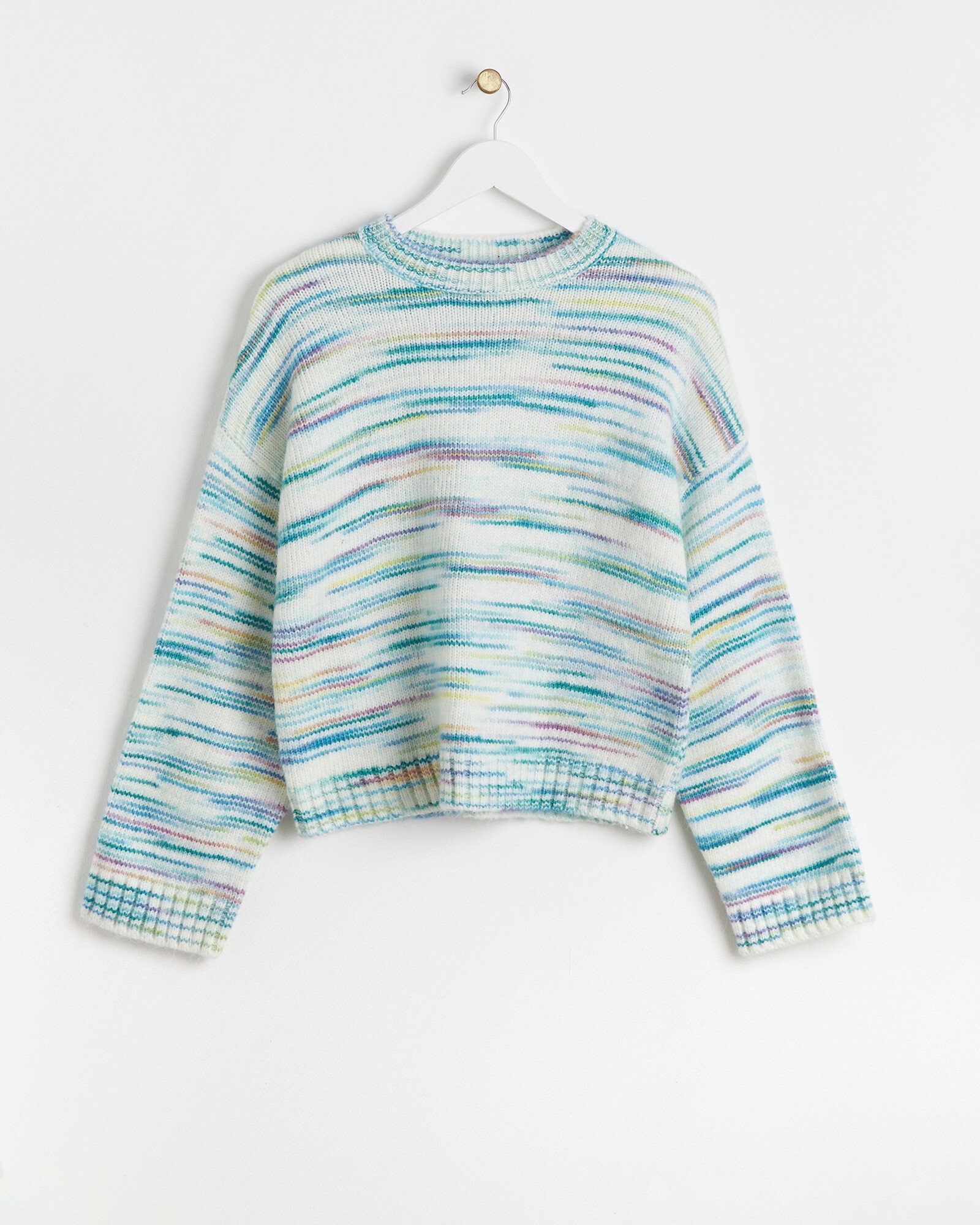 Space Dye Boxy Blue Knitted Jumper Oliver Bonas