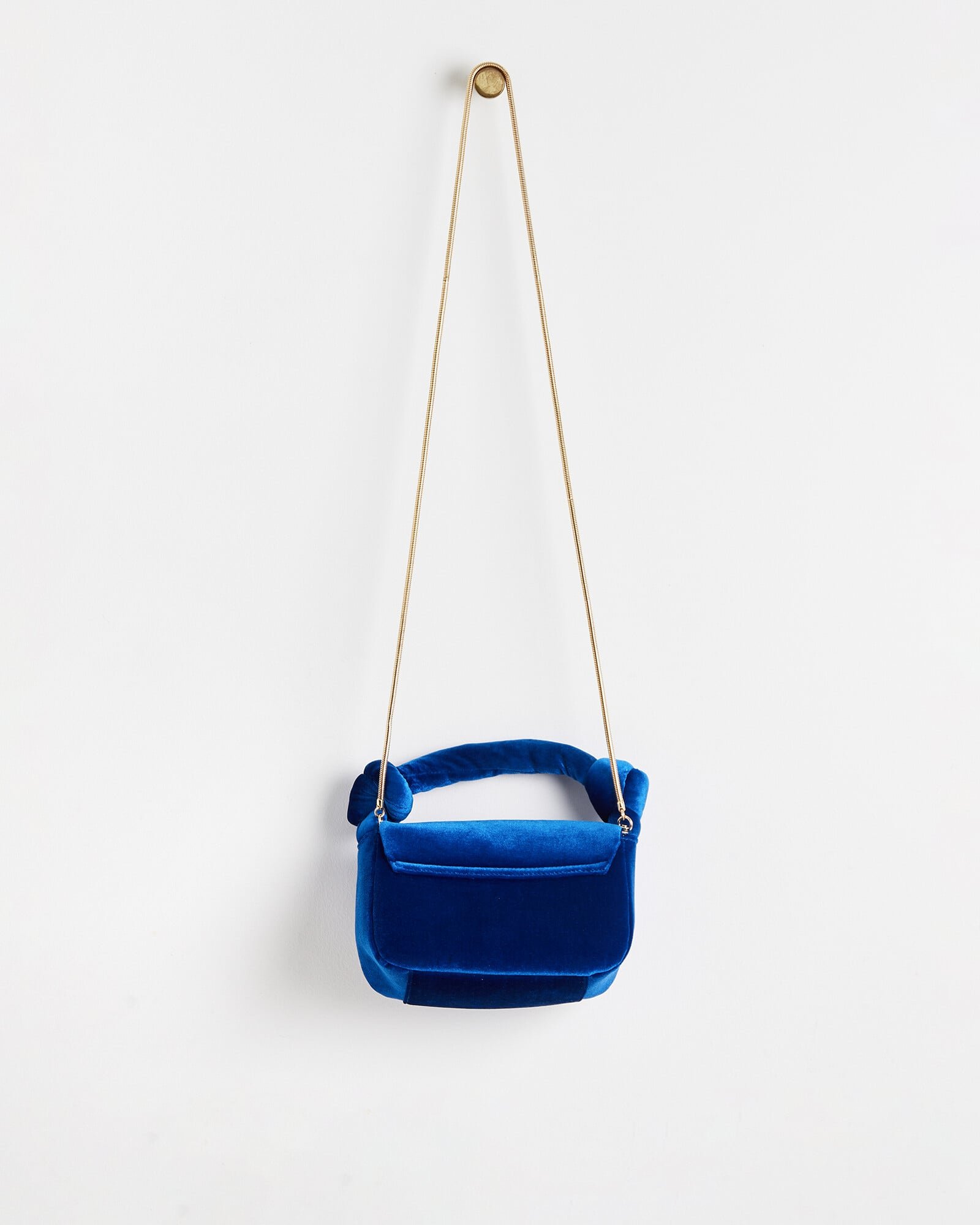 Vivi Electric Blue Velvet Knot Crossbody Bag | Oliver Bonas