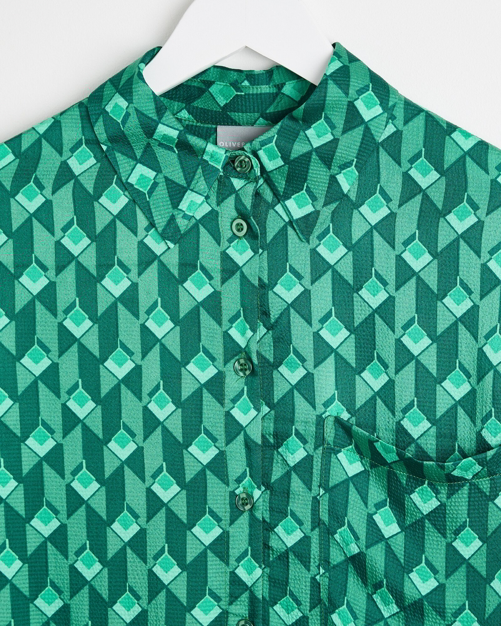 Geometric Print Green Shirt | Oliver Bonas