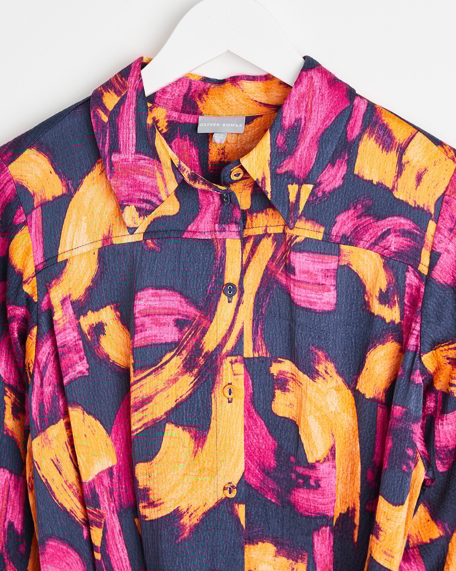 Abstract Print Orange Midi Shirt Dress | Oliver Bonas