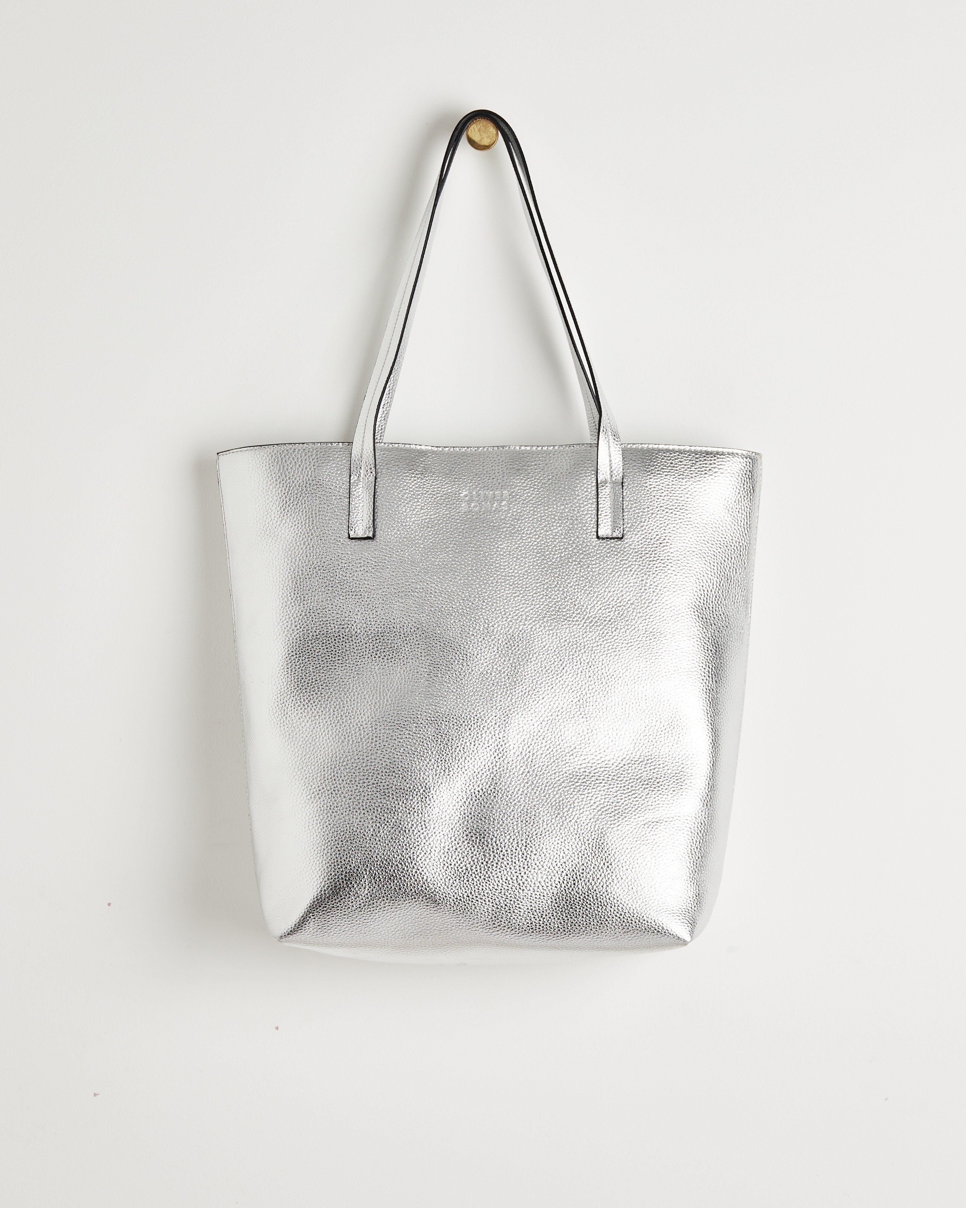 Asterly Silver Metallic Tall Shopper Tote Bag | Oliver Bonas