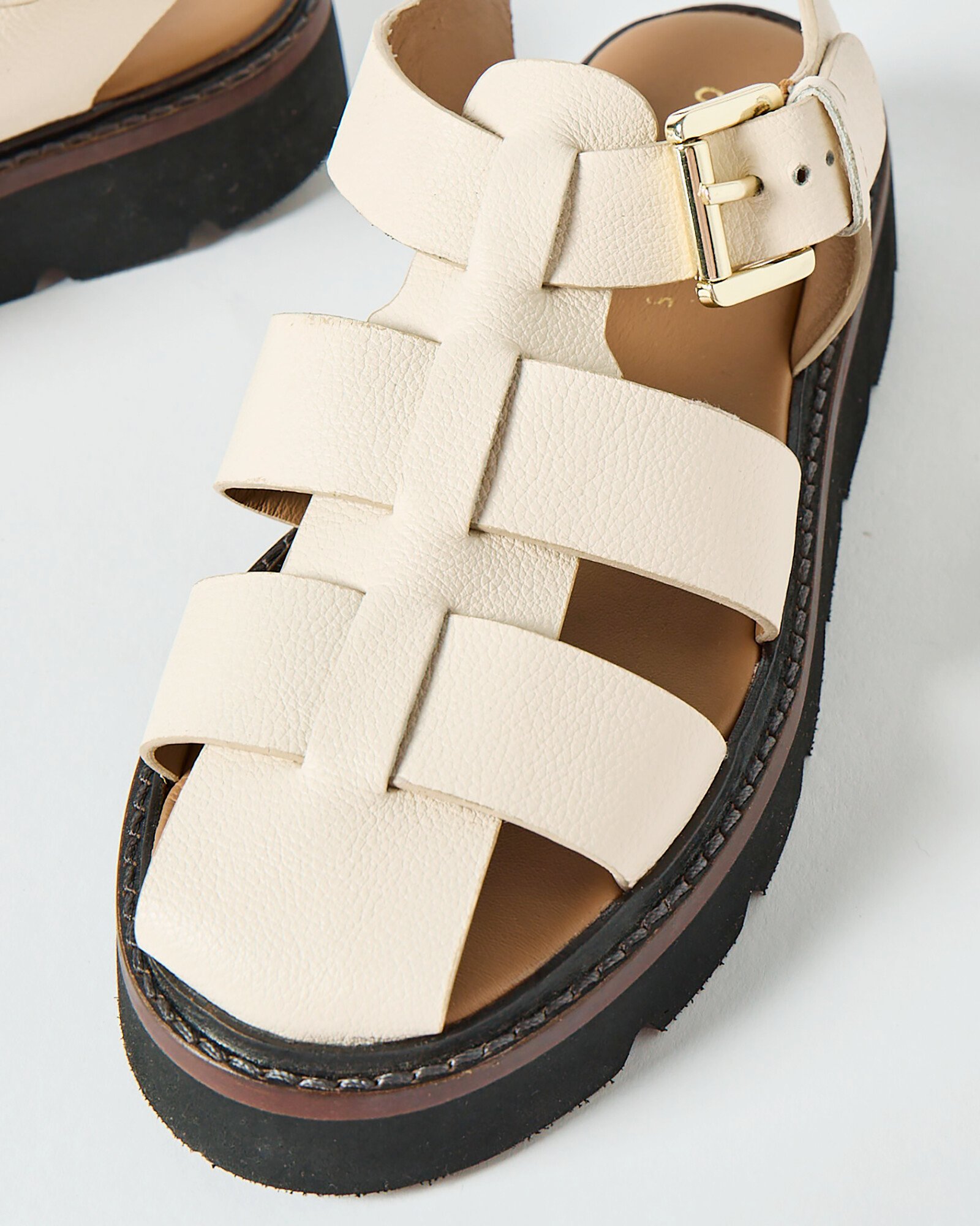 Fisherman Cream Strappy Leather Sandals Oliver Bonas