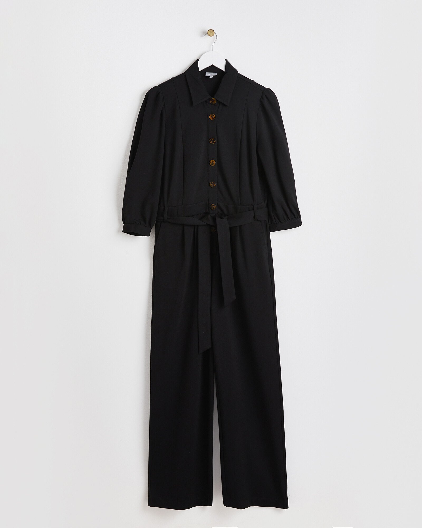Button Through Black Jersey Jumpsuit Oliver Bonas