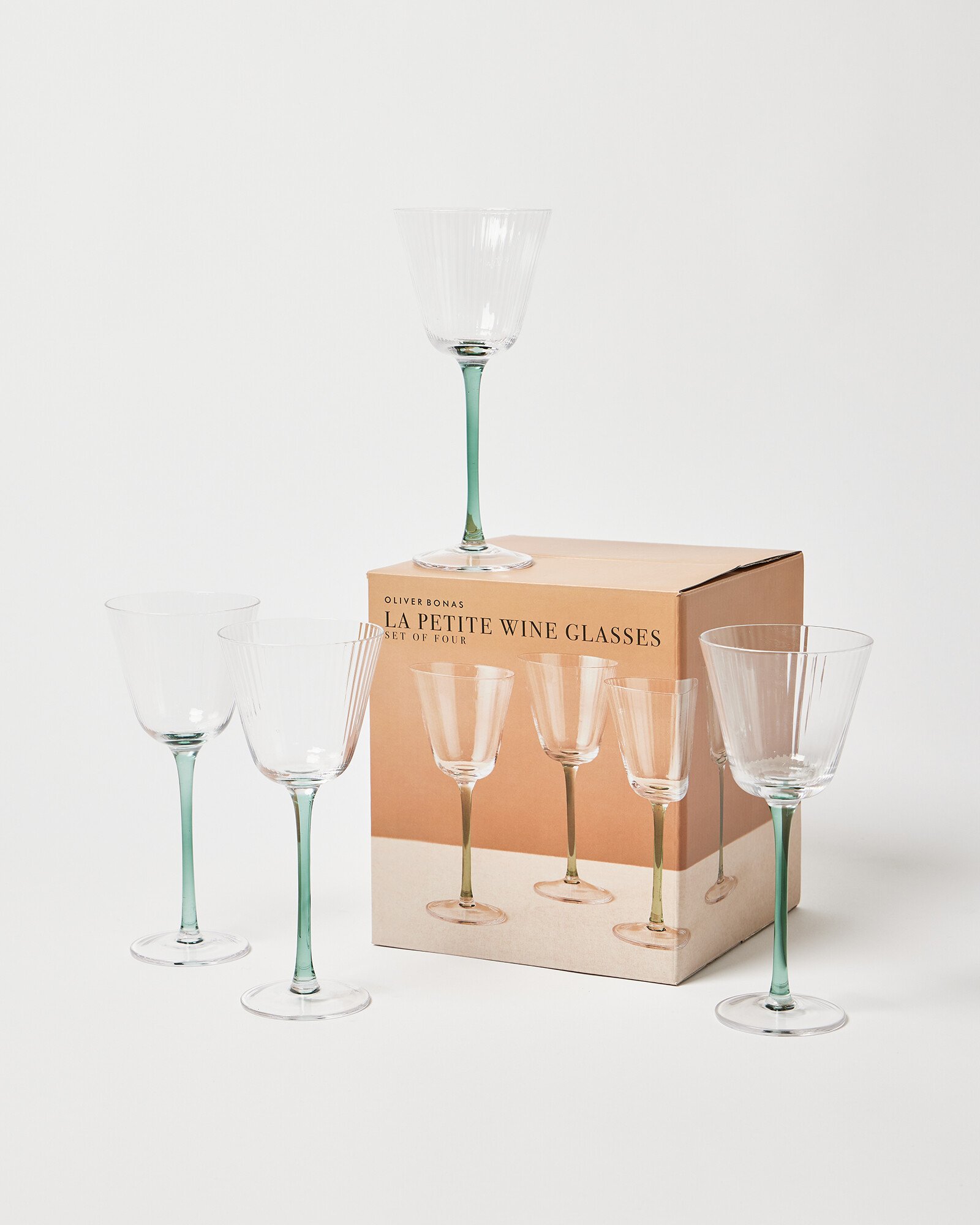 La Petite Ribbed Wine Glasses Set of Four Oliver Bonas