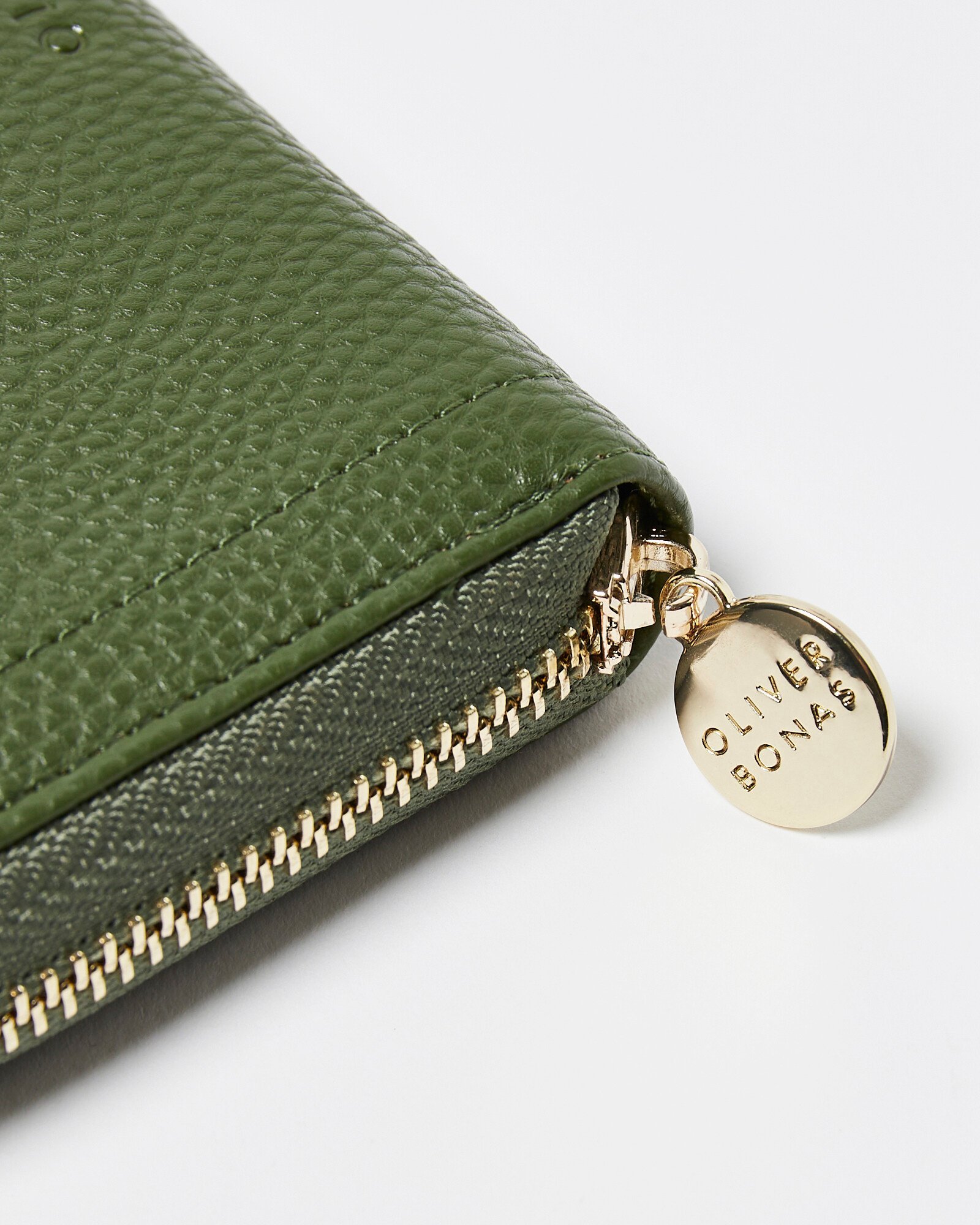 Maddie Khaki Green Zip Around Coin Purse | Oliver Bonas