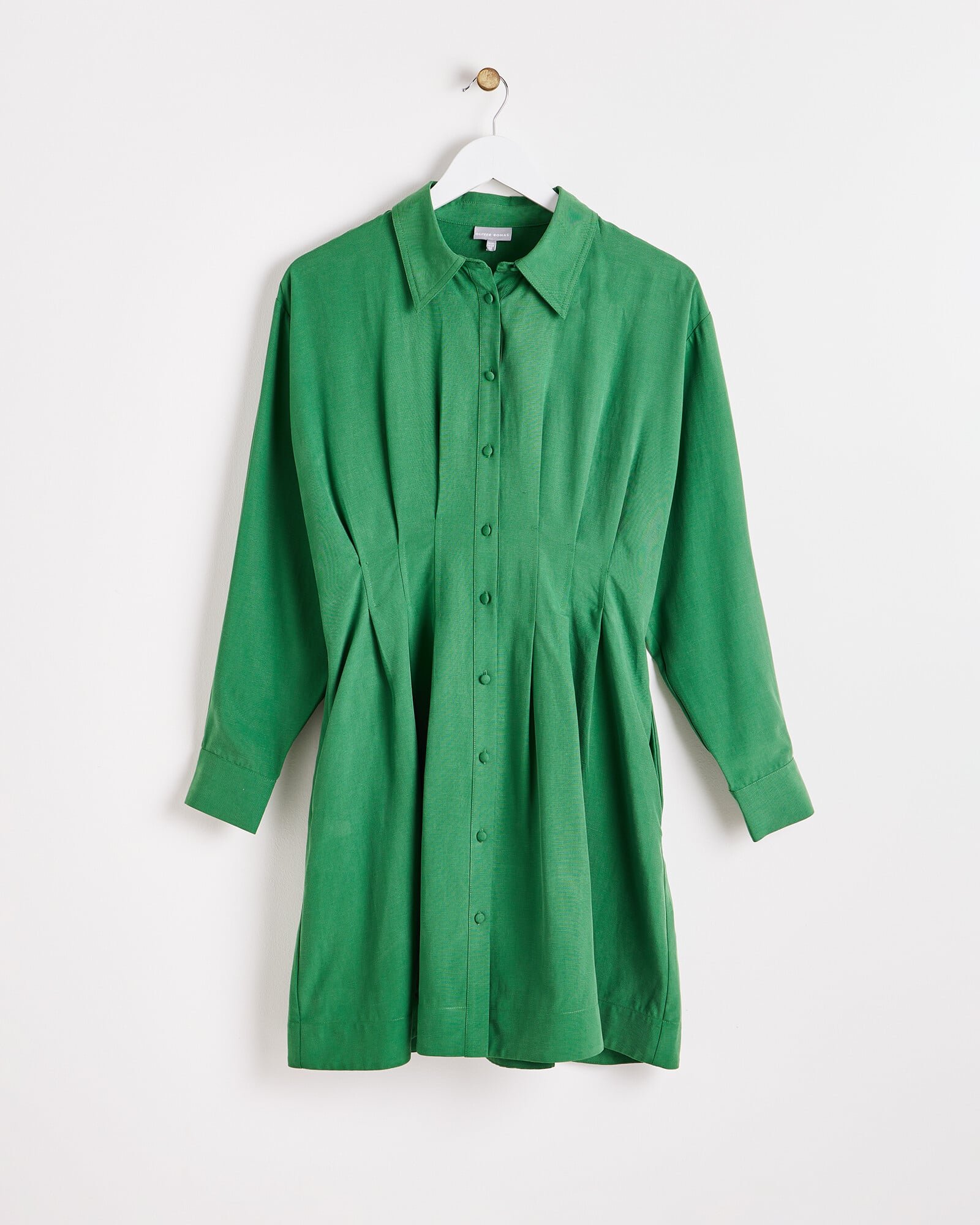 Pleated Green Mini Shirt Dress | Oliver Bonas Pleated Green Mini Shirt Dress | Oliver Bonas