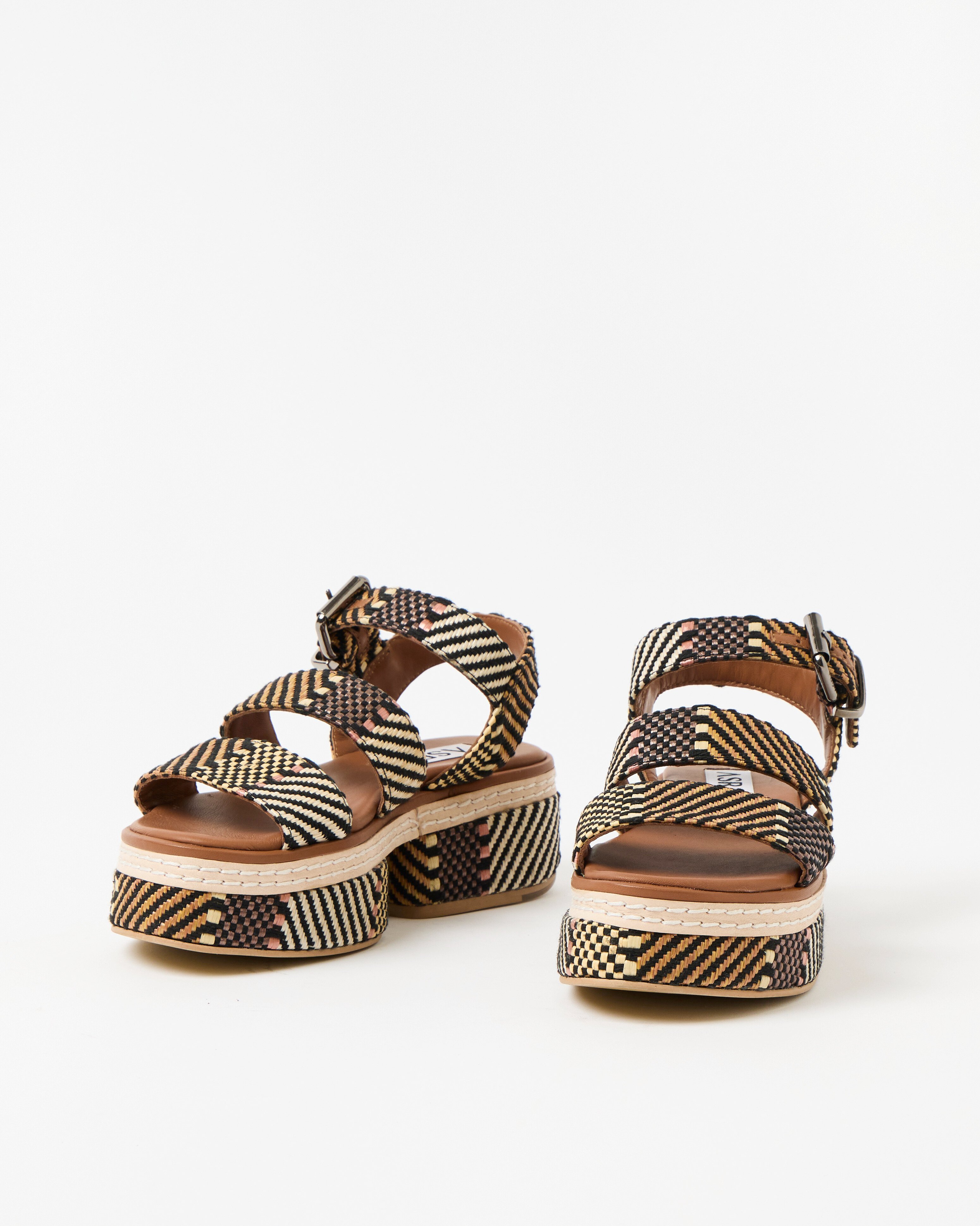 Asra Elijah Brown Raffia Leather Platform Sandals Oliver Bonas IE