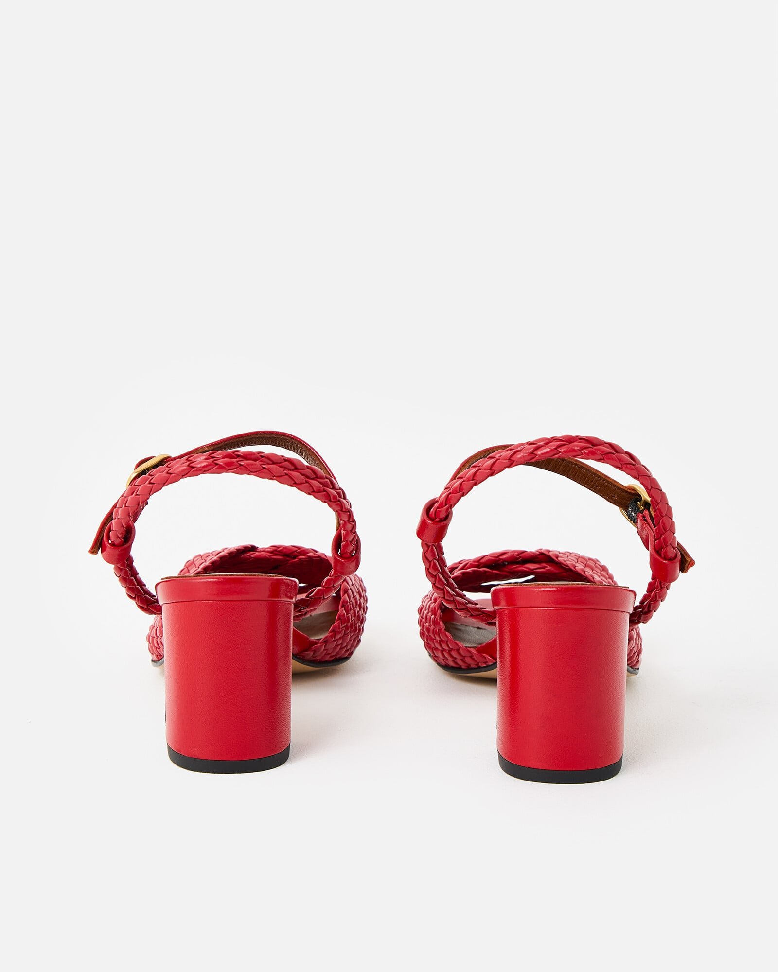 Anonymous Copenhagen Dilaya 55 Red Braided Leather Heeled Sandals
