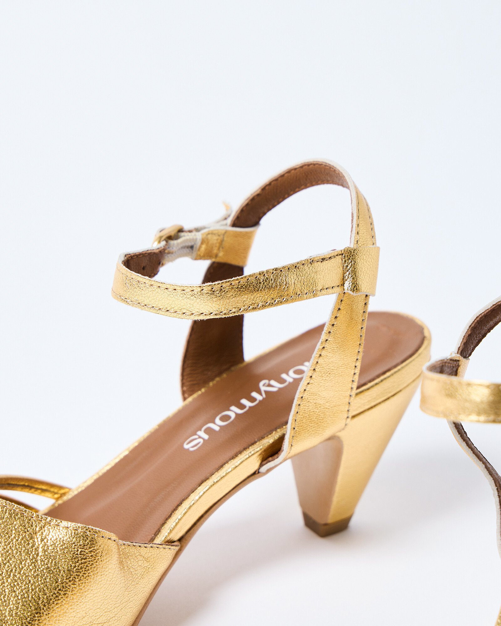 Anonymous Copenhagen Hermine Gold Leather Heeled Sandals | Oliver