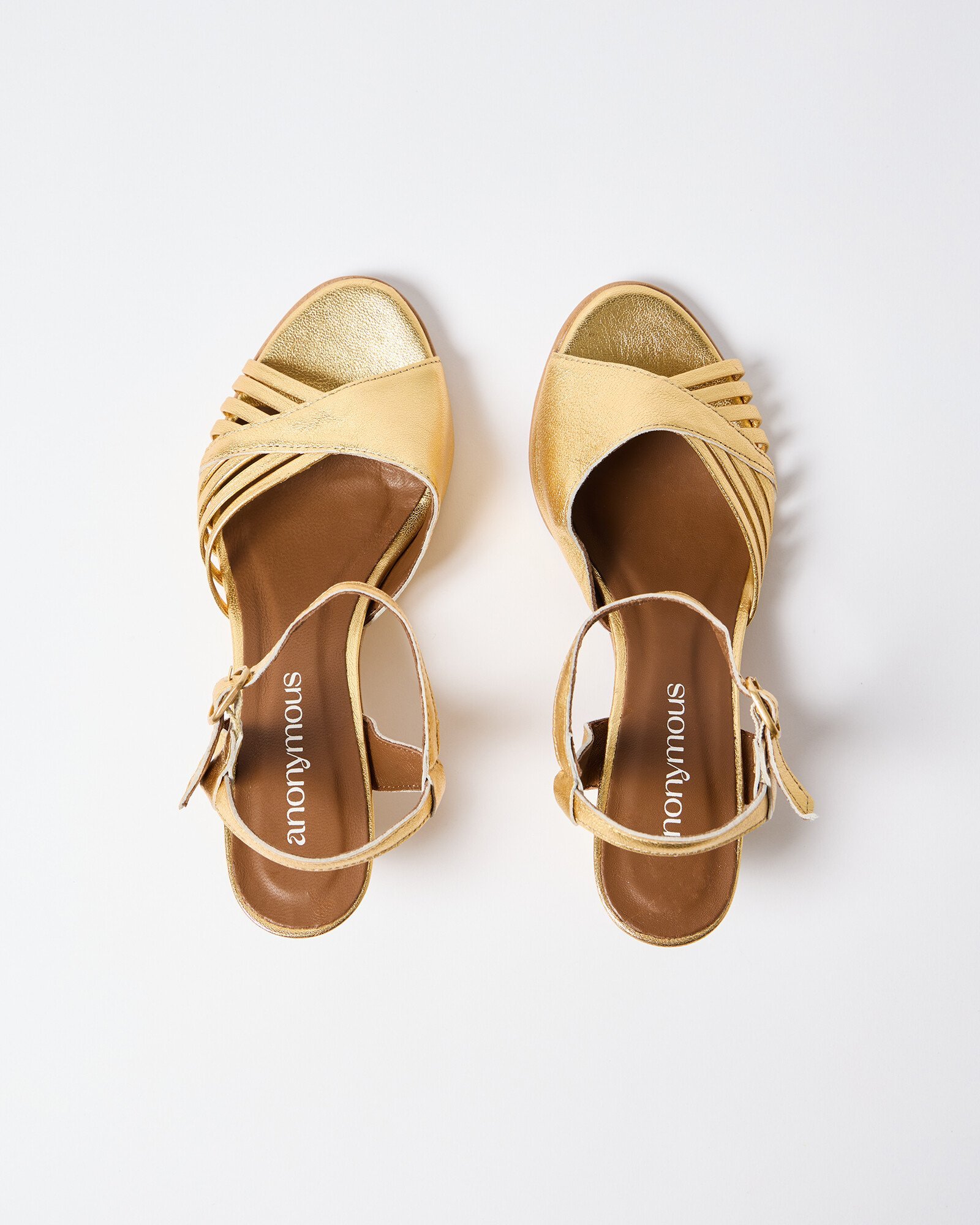 Anonymous Copenhagen Hermine Gold Leather Heeled Sandals | Oliver