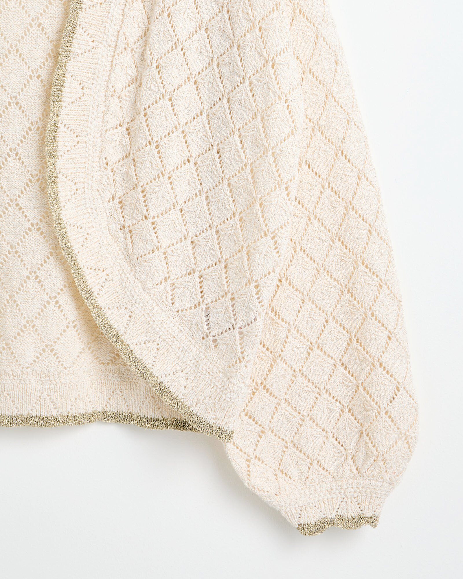 Metallic Trim Cream Knitted Cardigan | Oliver Bonas