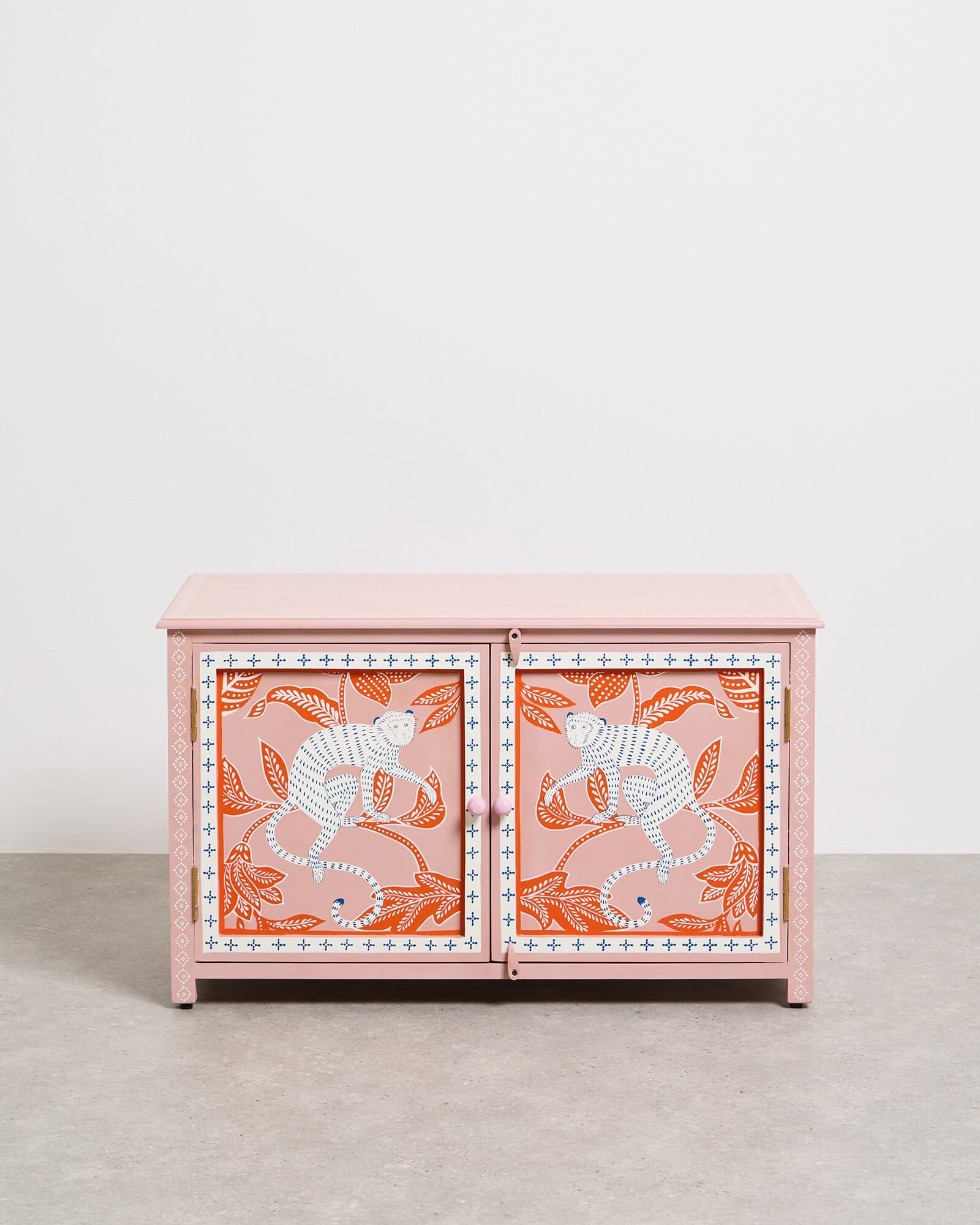 Morris Monkey Pink Wooden Storage Cabinet | Oliver Bonas