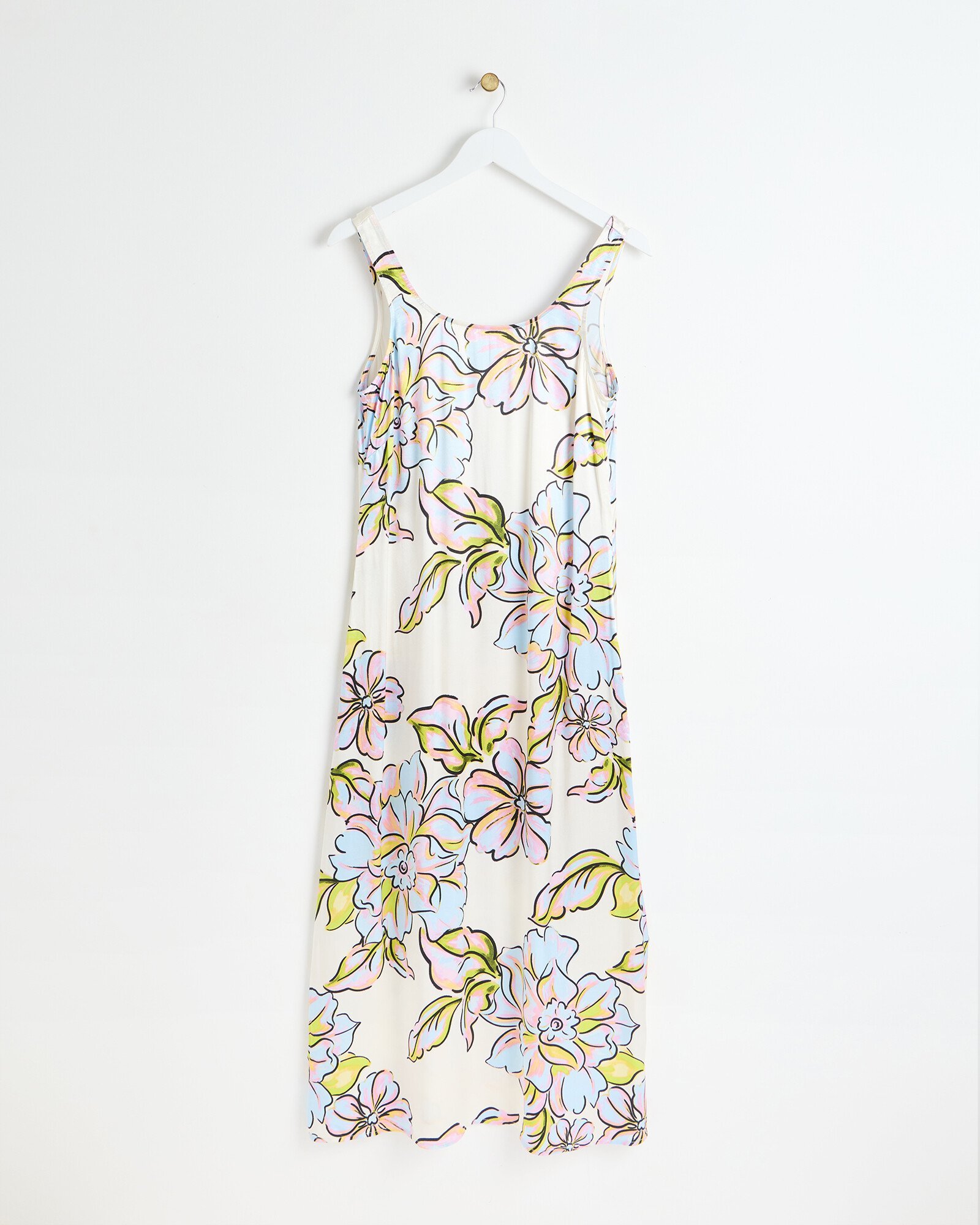 Oversized Flower White Slip Midi Dress Oliver Bonas