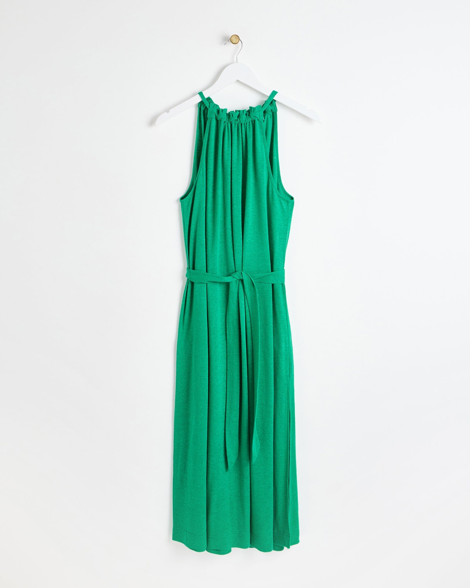 Linen Blend Green Halter Neck Midi Dress | Oliver Bonas IE