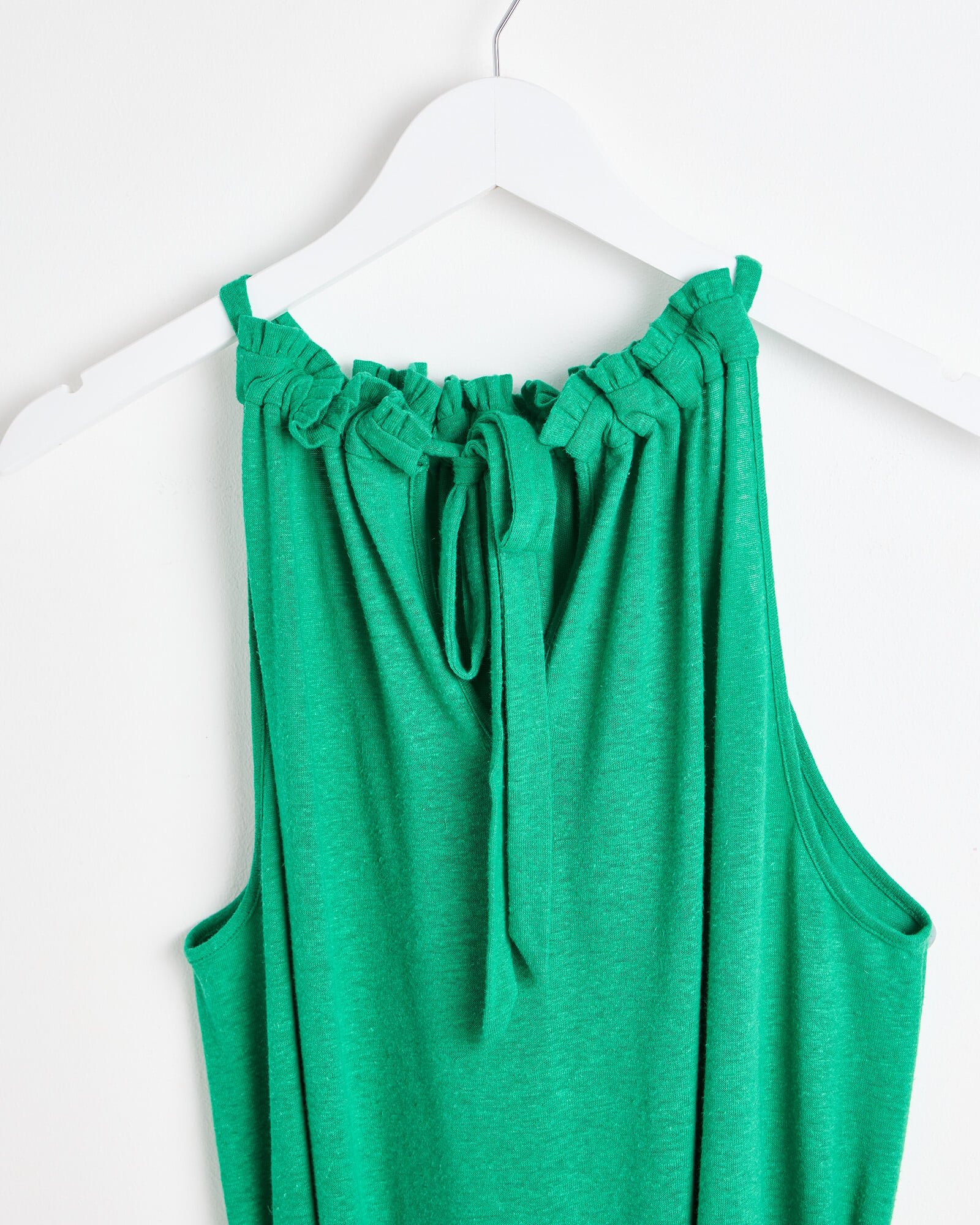Linen Blend Green Halter Neck Midi Dress | Oliver Bonas Linen Blend Green Halter Neck Midi Dress | Oliver Bonas