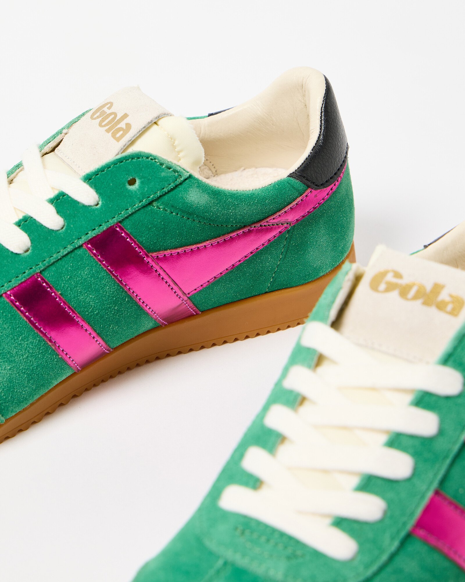 Gola x OB Exclusive Green Suede Pink Metallic Trainers Oliver