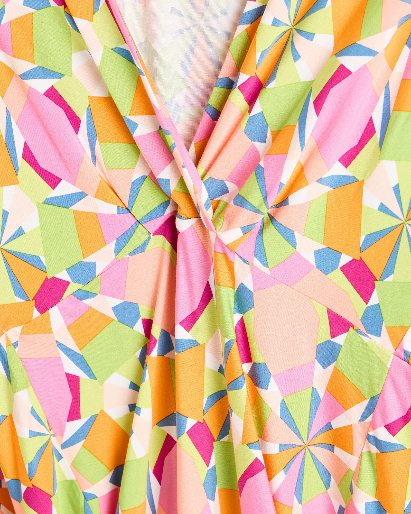 Kaleidoscope Geometric Print Orange Midi Dress | Oliver Bonas