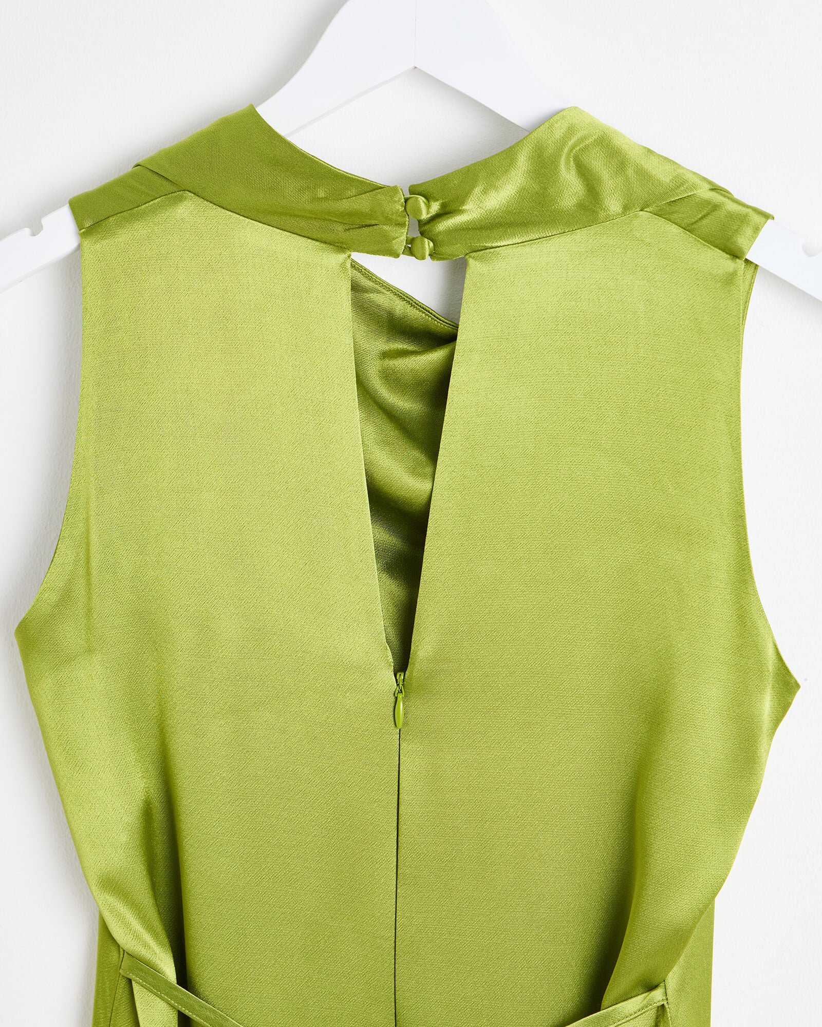 green sweater dress plus size Lime Green Satin Cowl Neck Midi Dress