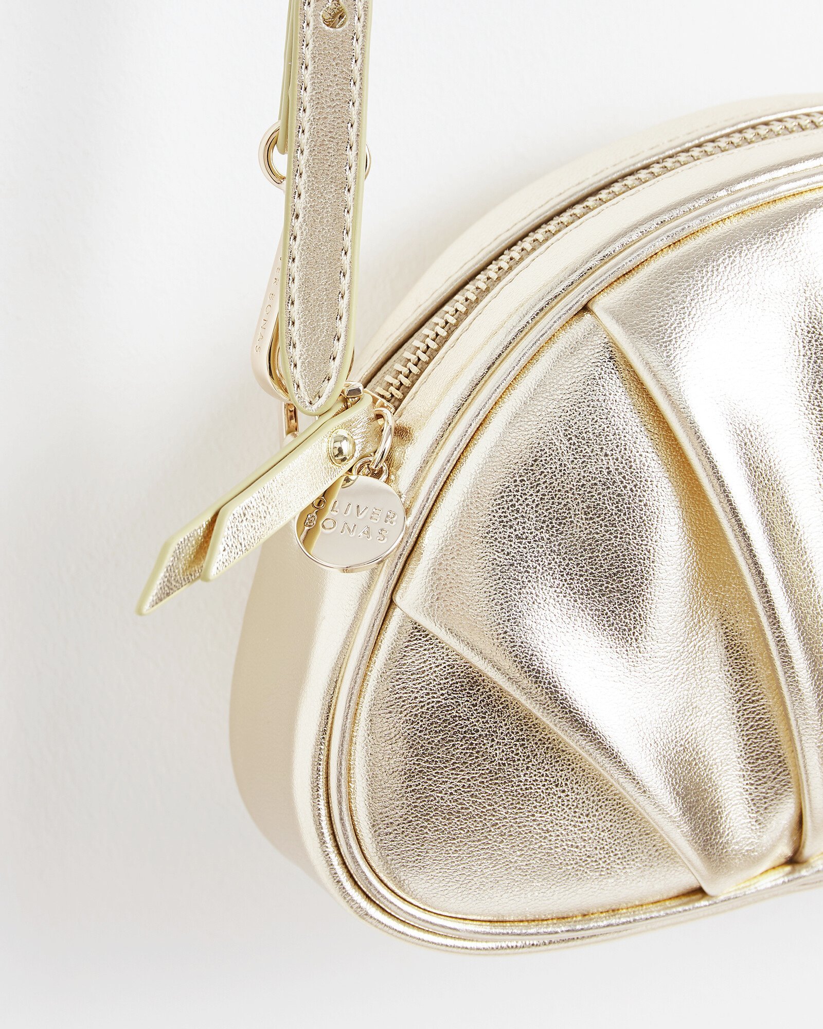 Gold Pleated Croissant Clutch Bag | Oliver Bonas
