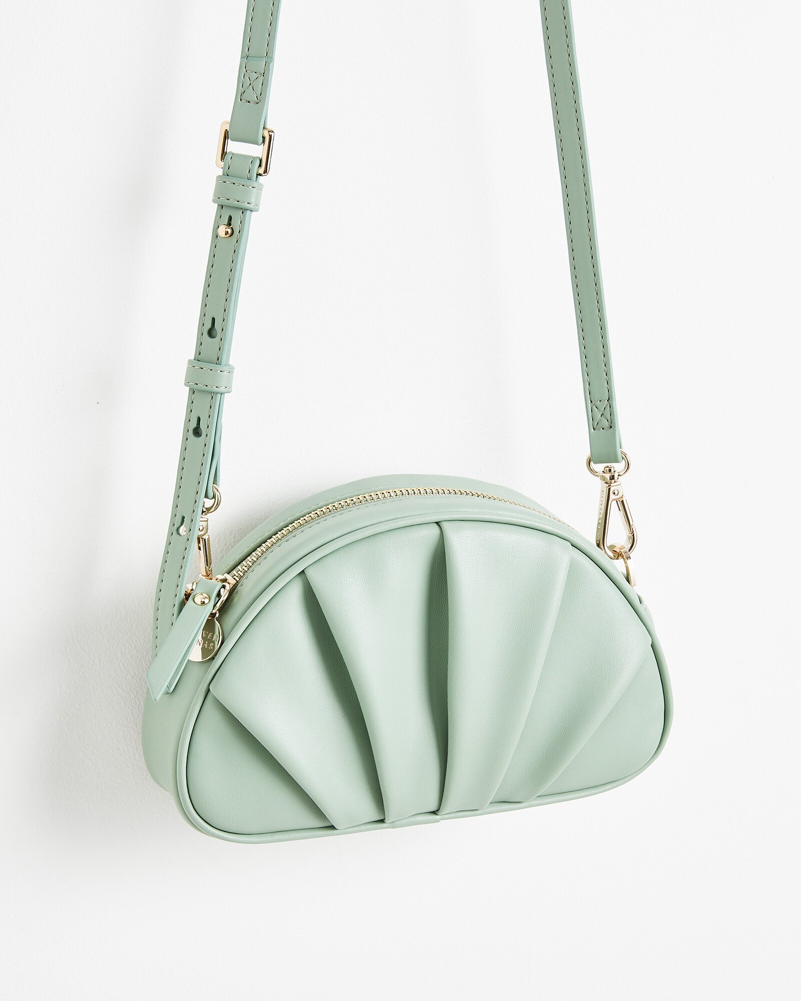 Green Pleated Croissant Clutch Bag Oliver Bonas