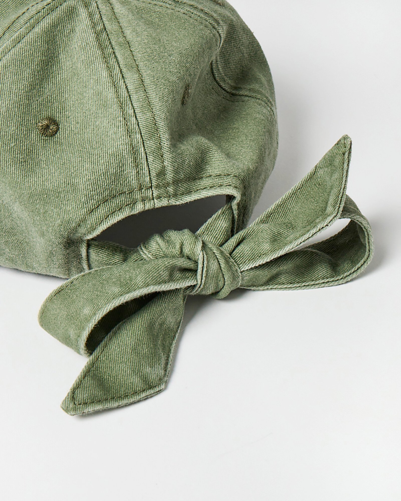 Washed Khaki Green Bow Cap Hat Oliver Bonas