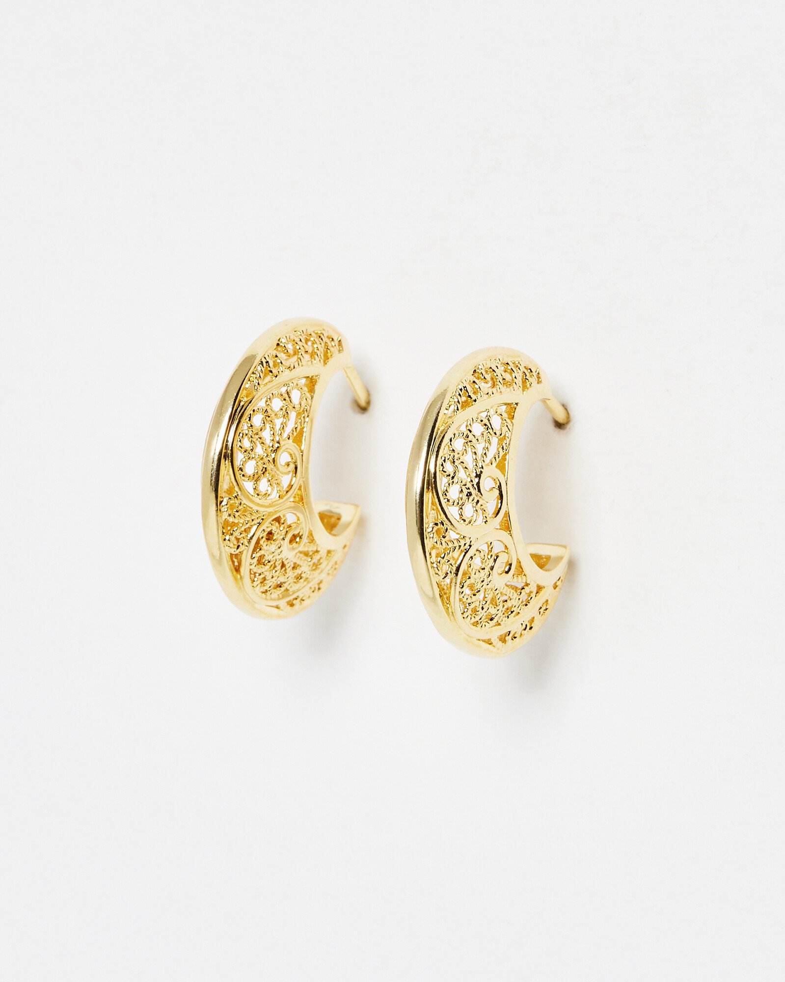 Seren Filigree Gold Plated Hoop Earrings Oliver Bonas