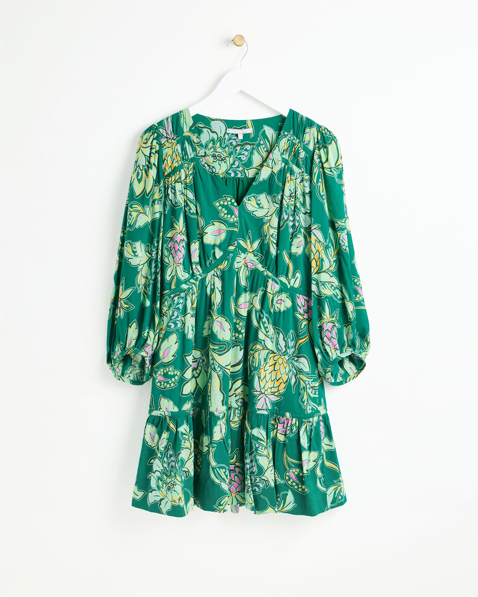 Green Paisley Floral Tiered Mini Dress | Oliver Bonas Green Paisley Floral Tiered Mini Dress | Oliver Bonas