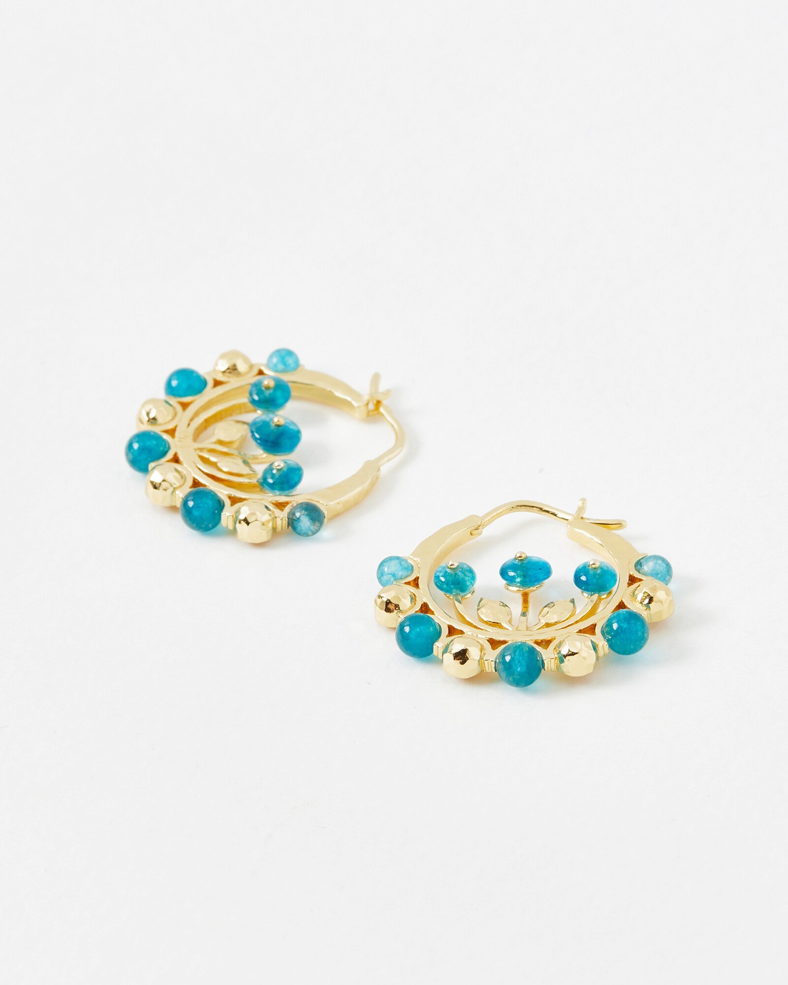 Adelia Flower Blue Apatite Quartz Gold Plated Hoop Earrings