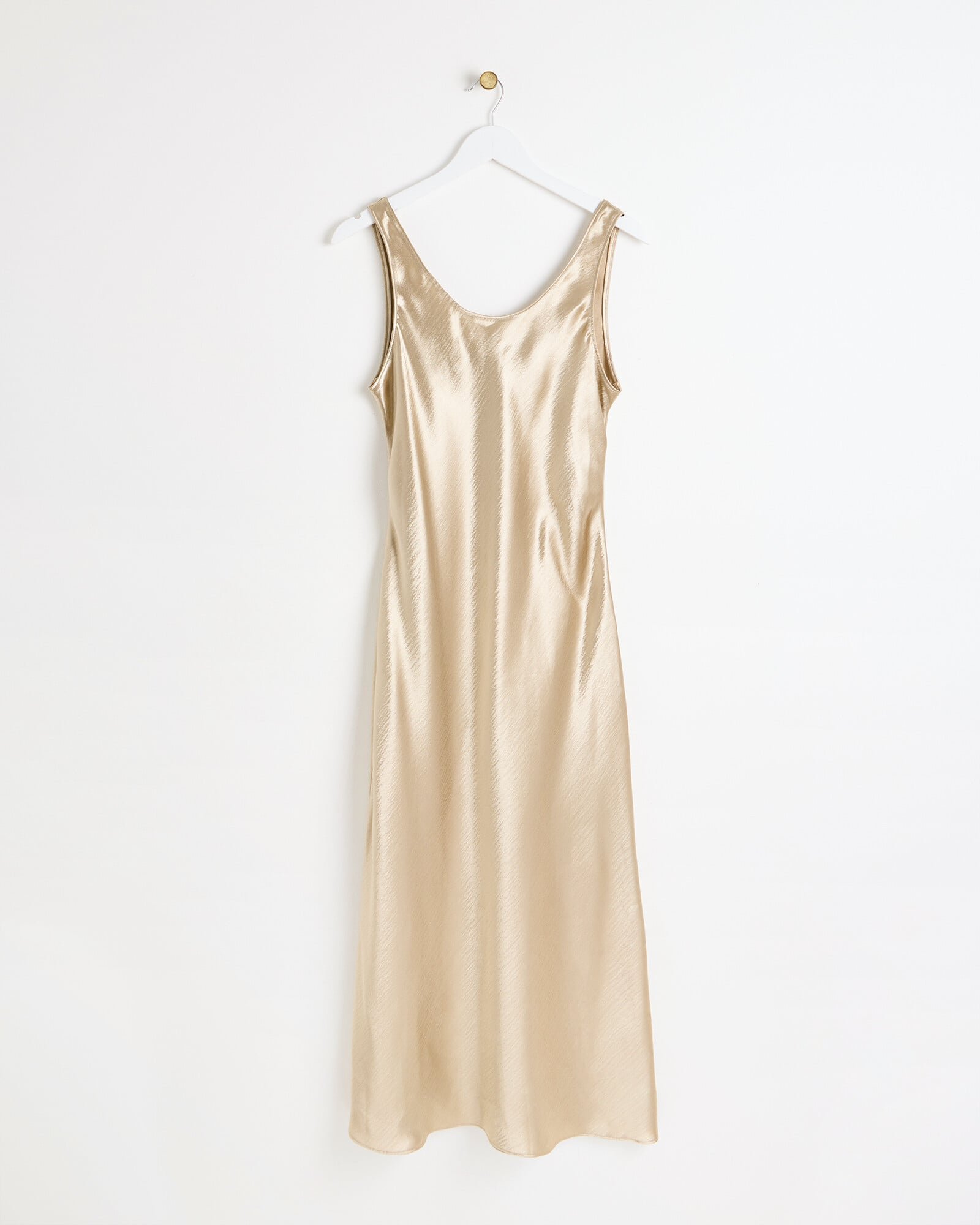knee length dresses for ladies Rose gold metallic slip dress – EFIERI main image 0