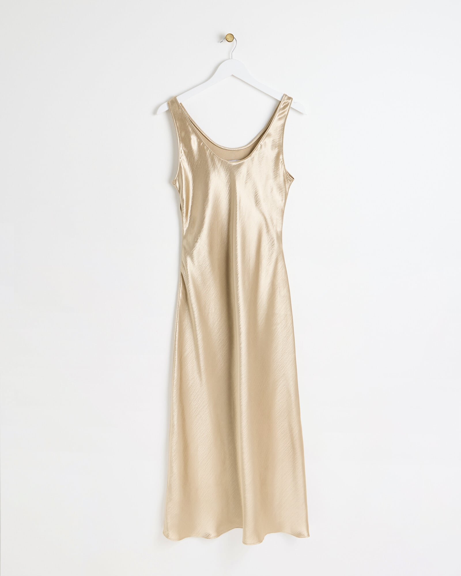 gold slip dress midi Gold midi satin slip dress 'Majestic' main image 0