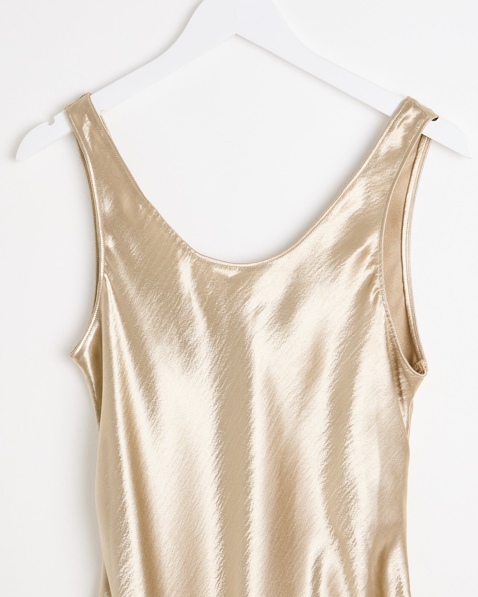 Gold Metallic Shimmer Midi Slip Dress | Oliver Bonas Gold Metallic Shimmer Midi Slip Dress | Oliver Bonas