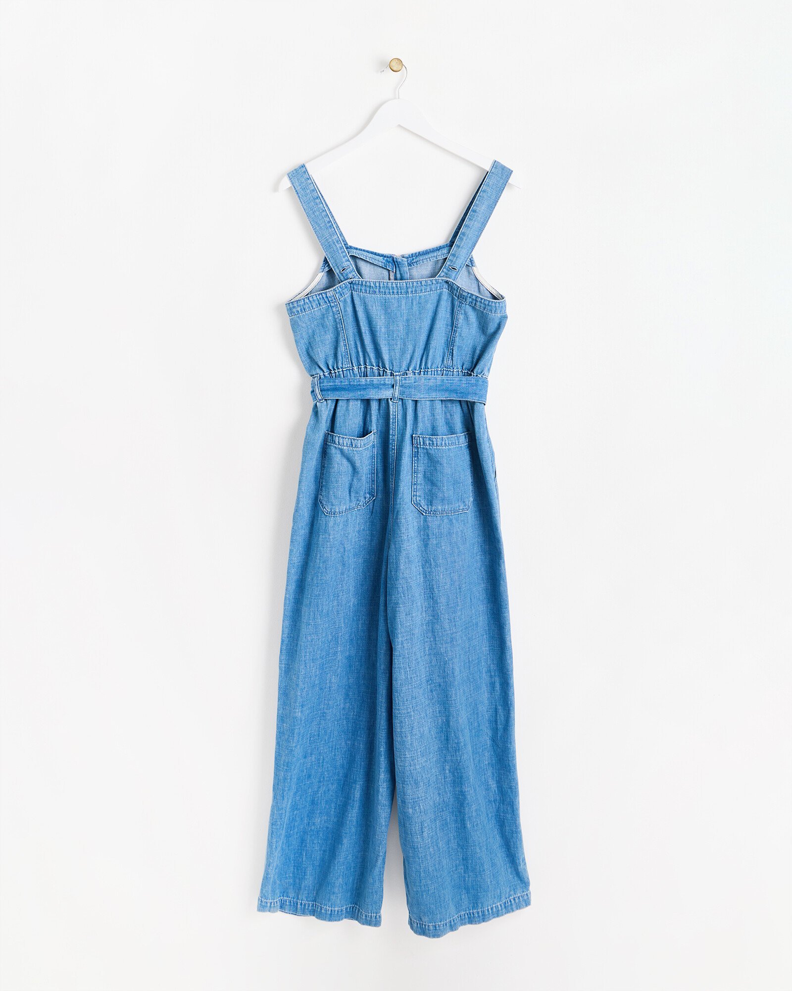 Chambray Blue Zip Through Jumpsuit | Oliver Bonas
