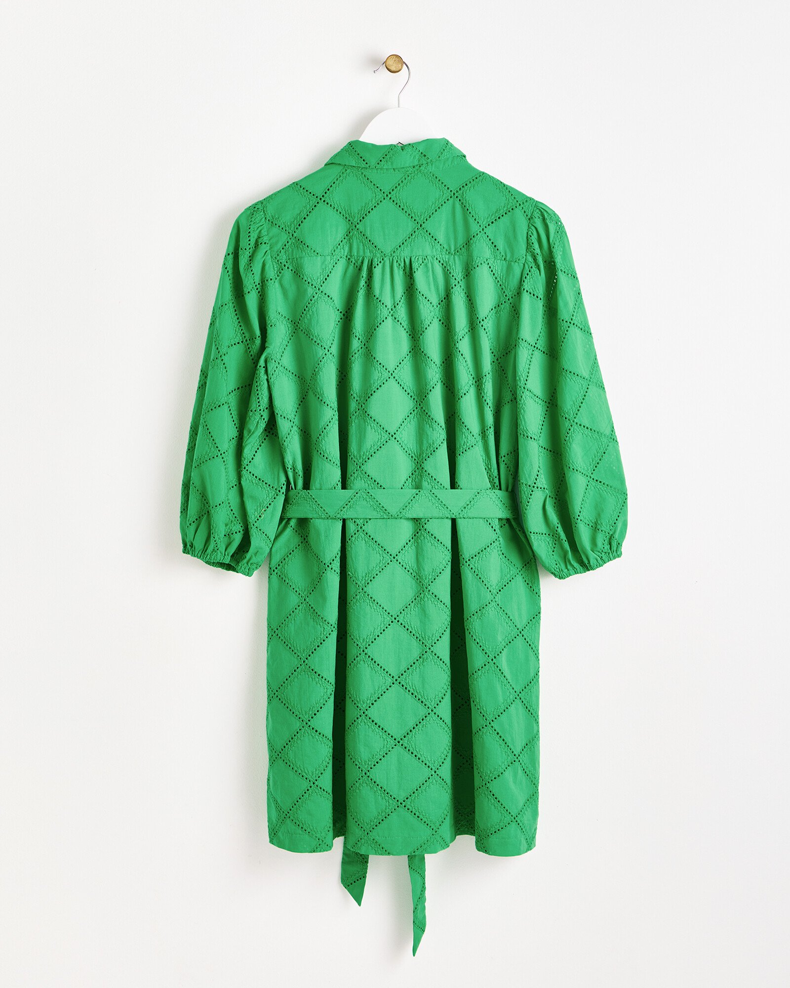 Green Broderie Mini Shirt Dress | Oliver Bonas