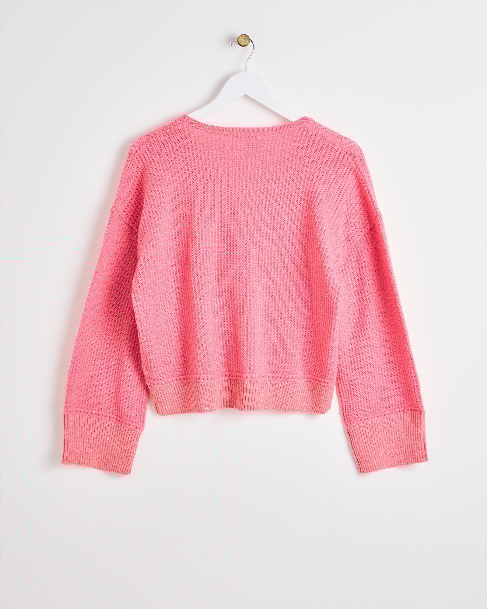 Pink Sparkle Trim Knitted Zip Cardigan Oliver Bonas