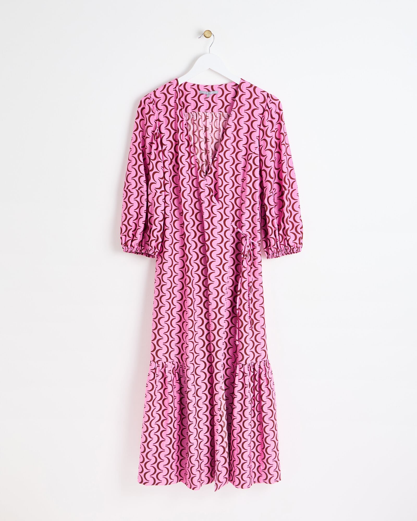 knee length dresses for ladies CurveWow Wrap Midi Dress Bright Pink Leopard  Curvewow