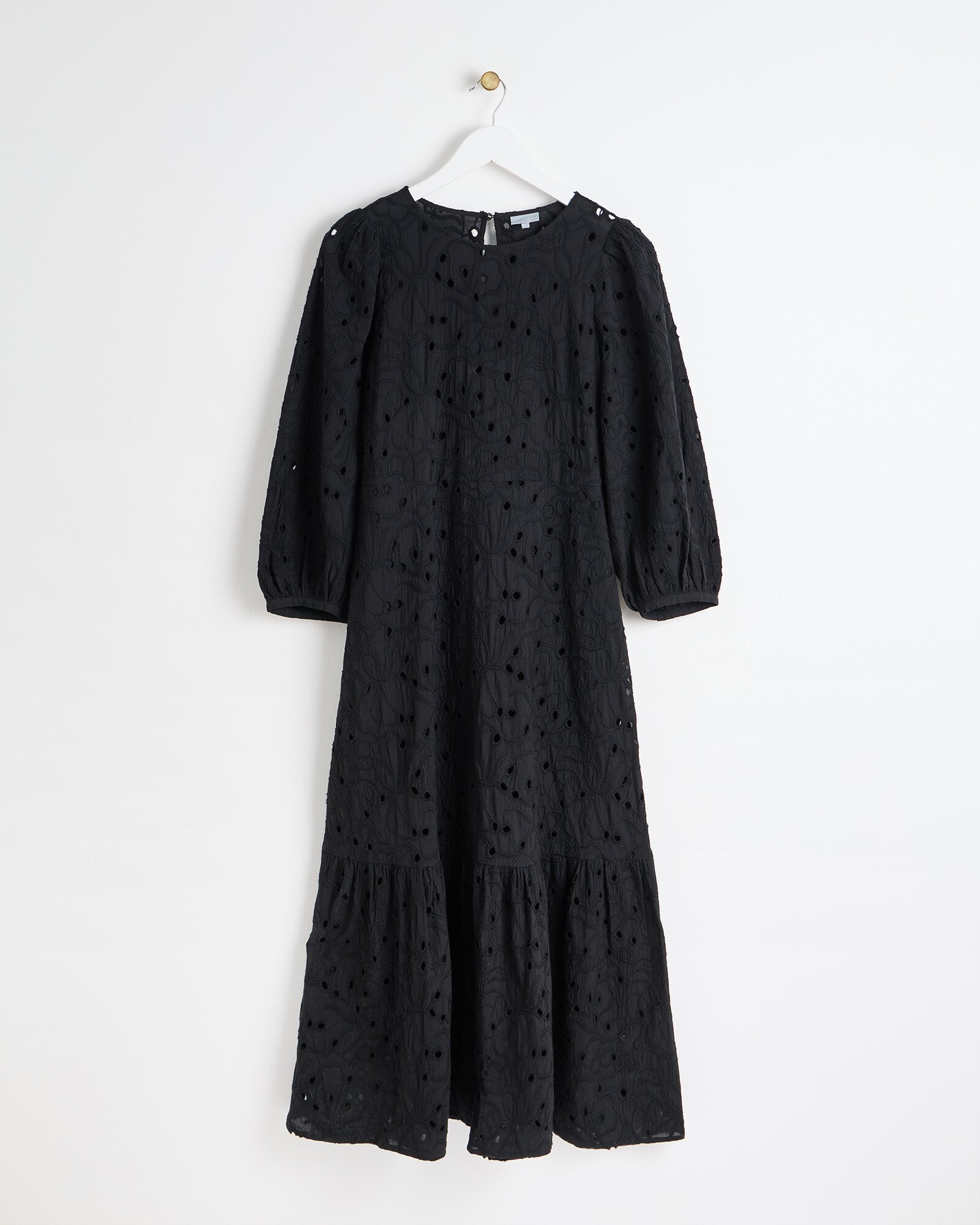 black broderie dress Black Broderie Puff Sleeve Frill Hem Mini Dress – AX Paris main image 1